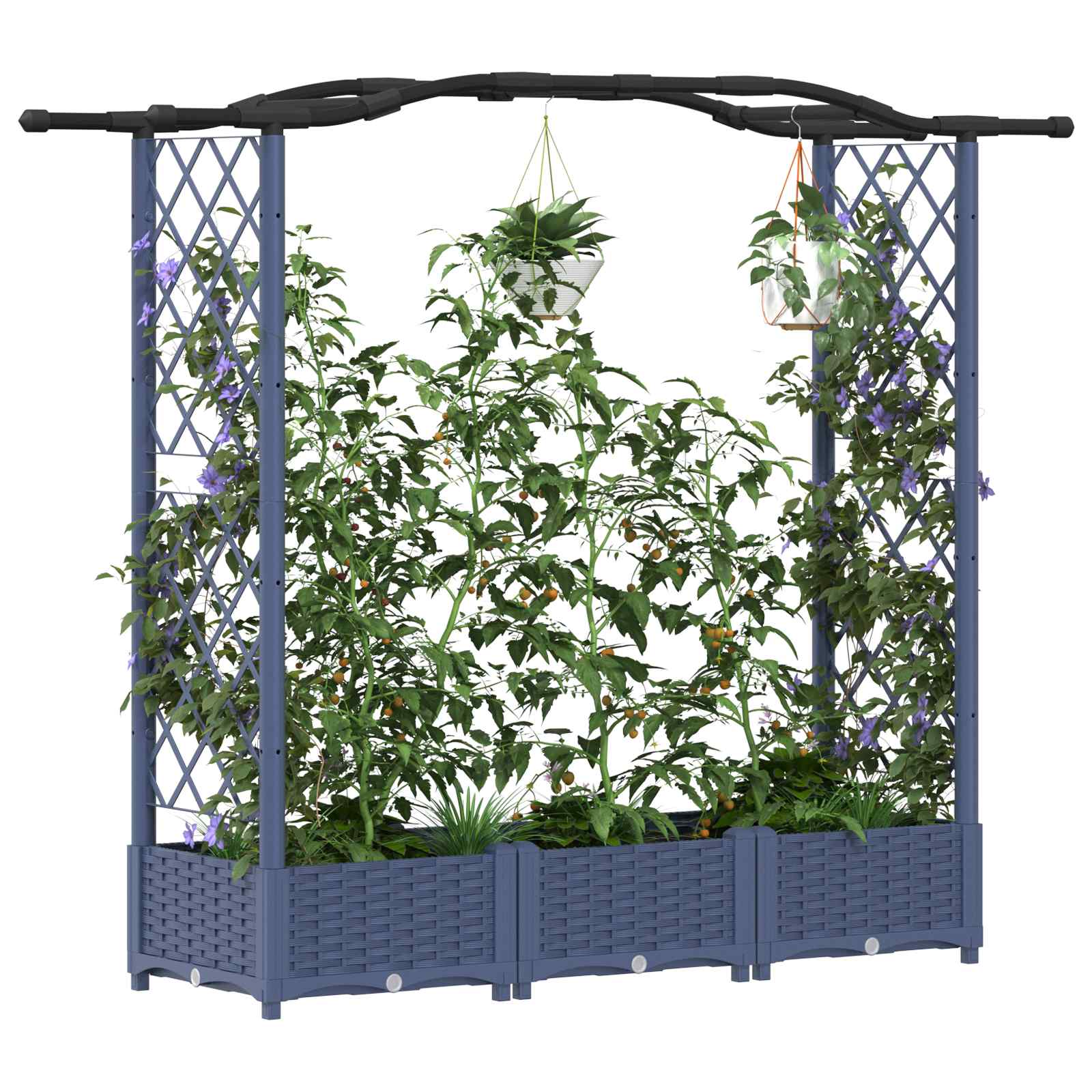 Letto Rialzato con Griglia e Tetto Grigio 169 x 40 x 123 cm PP