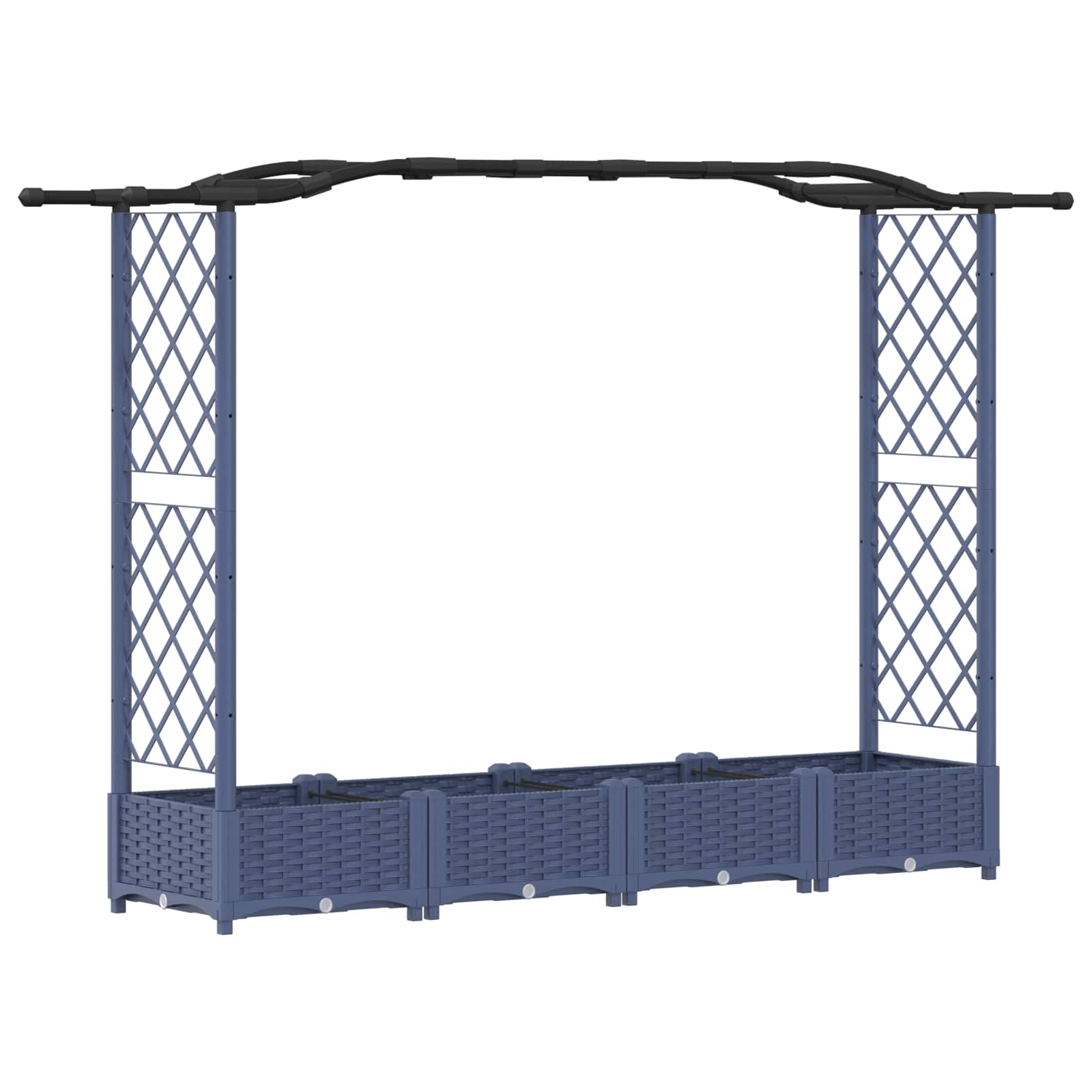Letto Rialzato con Griglia e Tetto Grigio 207 x 40 x 123 cm PP