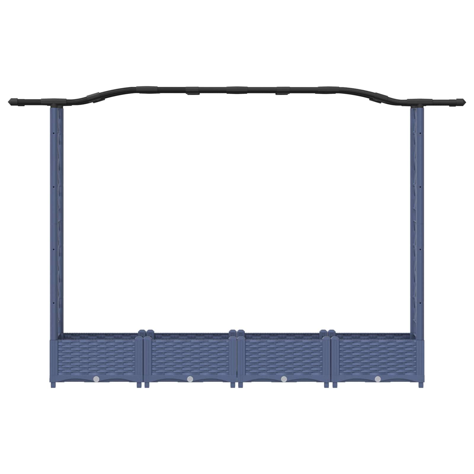 Letto Rialzato con Griglia e Tetto Grigio 207 x 40 x 123 cm PP