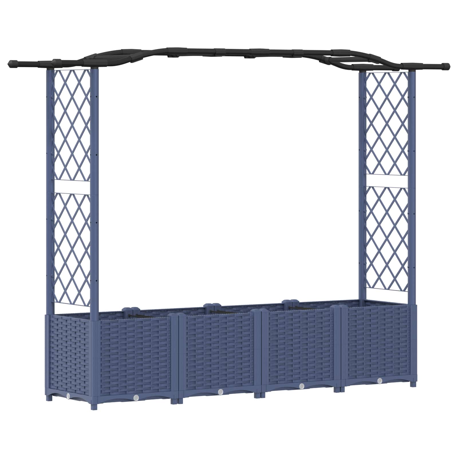 Letto Rialzato con Griglia e Tetto Grigio 204 x 40 x 138 cm PP