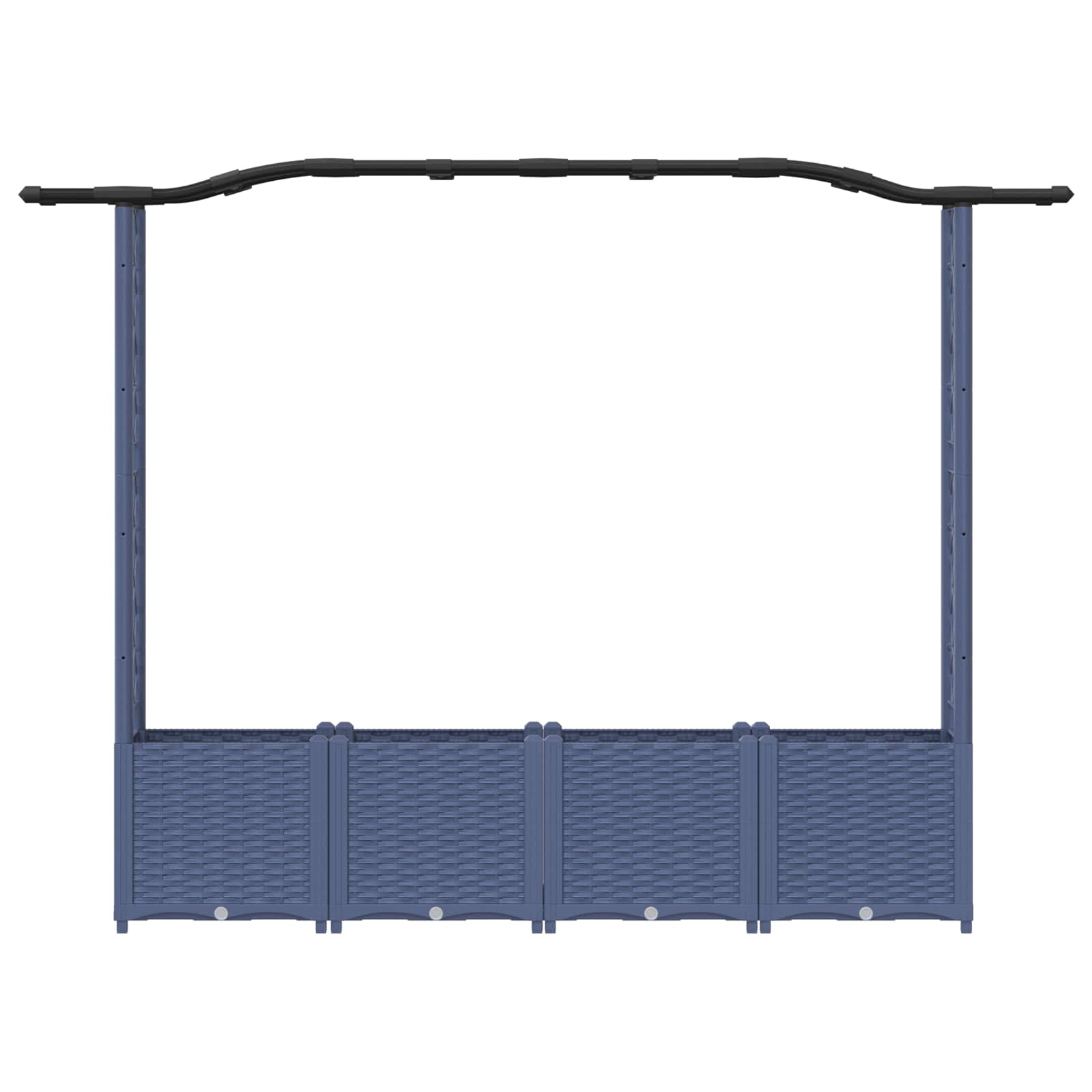 Letto Rialzato con Griglia e Tetto Grigio 204 x 40 x 138 cm PP