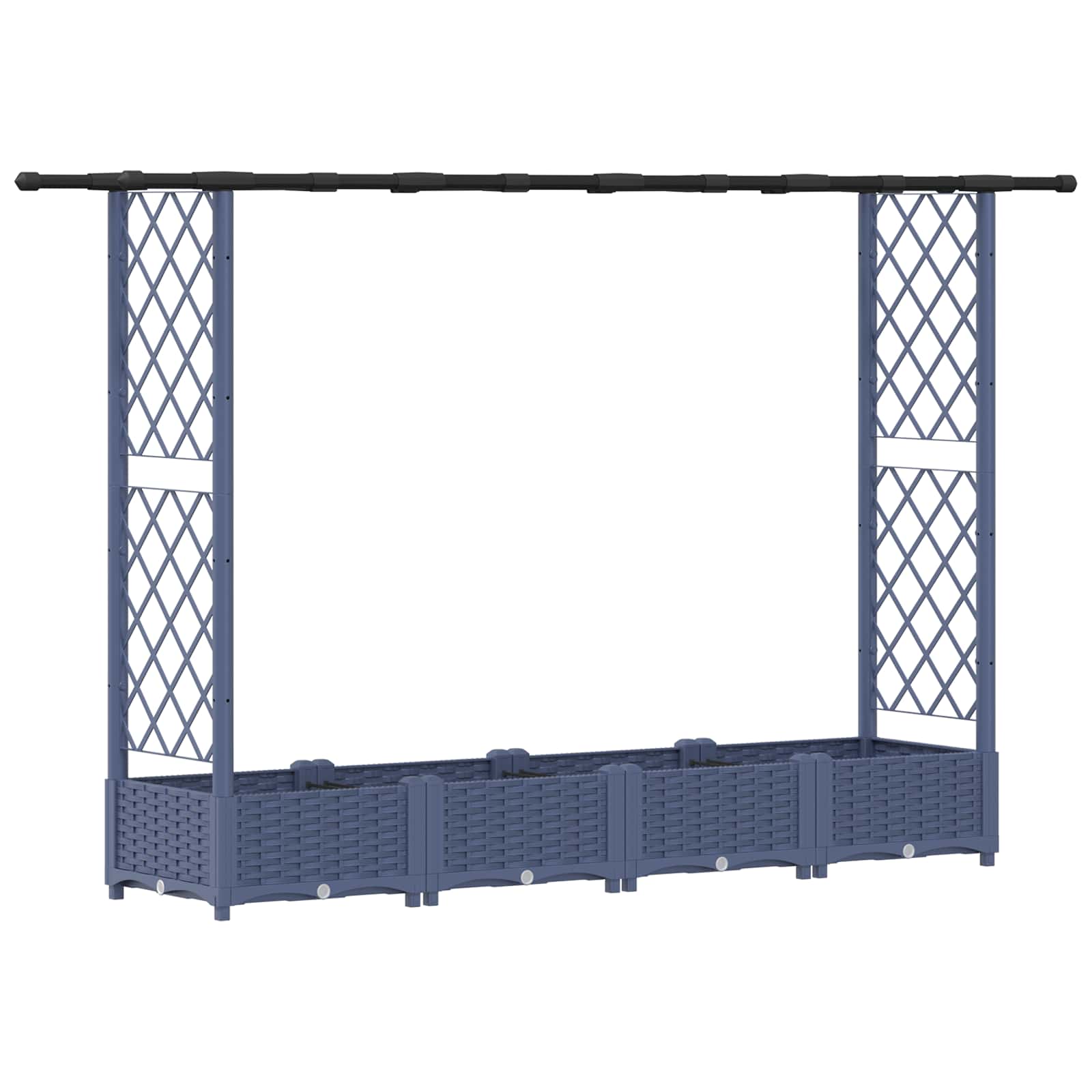 Letto Rialzato con Griglia e Tetto Grigio 203 x 40 x 121 cm PP