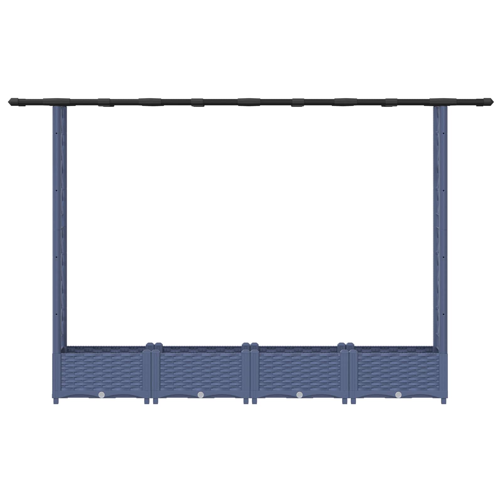 Letto Rialzato con Griglia e Tetto Grigio 203 x 40 x 121 cm PP