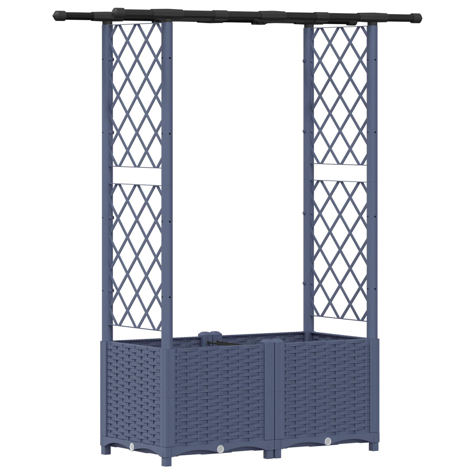 Letto Rialzato con Griglia e Tetto Grigio 124,5 x 40 x 136 cm