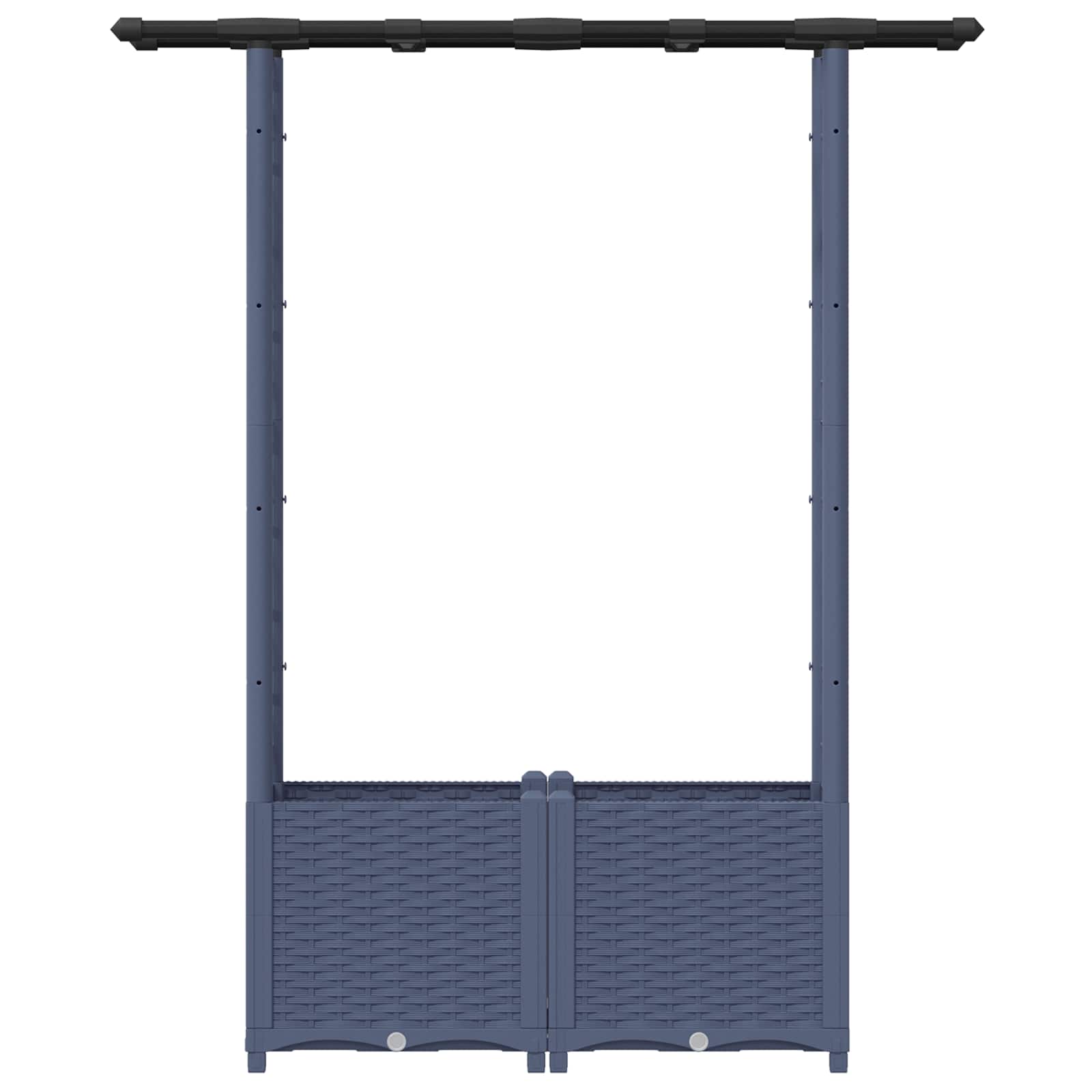 Letto Rialzato con Griglia e Tetto Grigio 124,5 x 40 x 136 cm