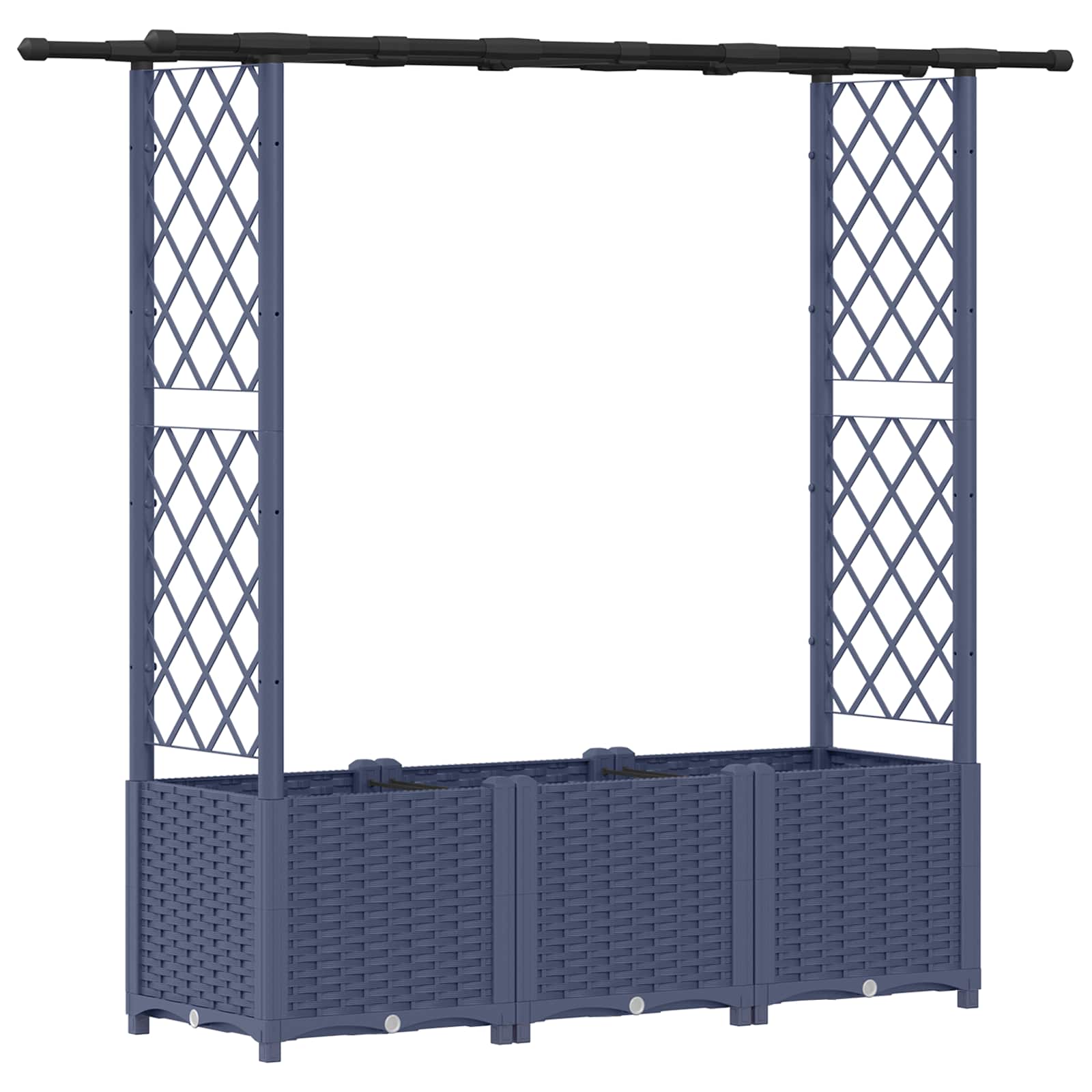 Letto Rialzato con Griglia e Tetto Grigio 162,5 x 40 x 136 cm