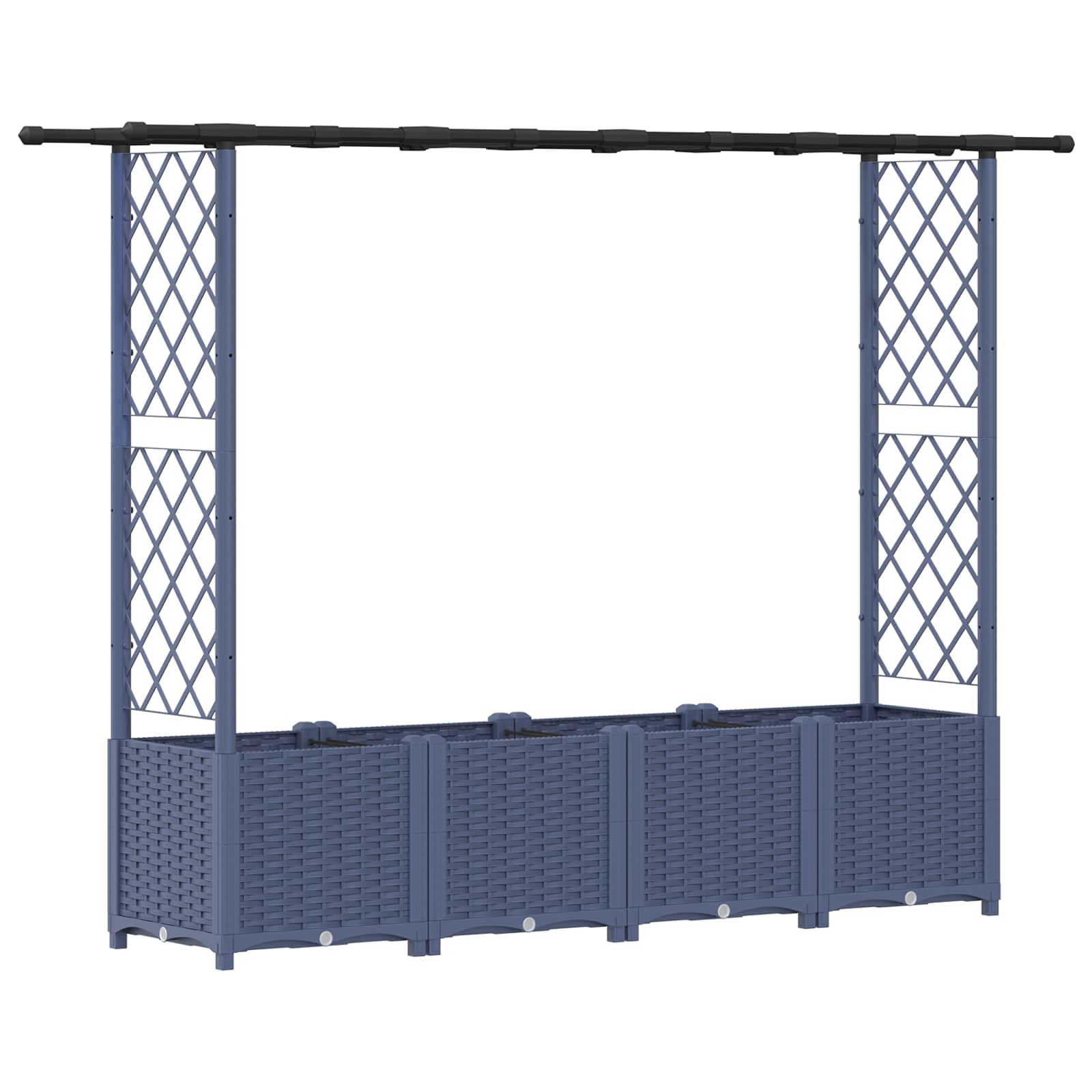 Letto Rialzato con Griglia e Tetto Grigio 203 x 40 x 136 cm PP