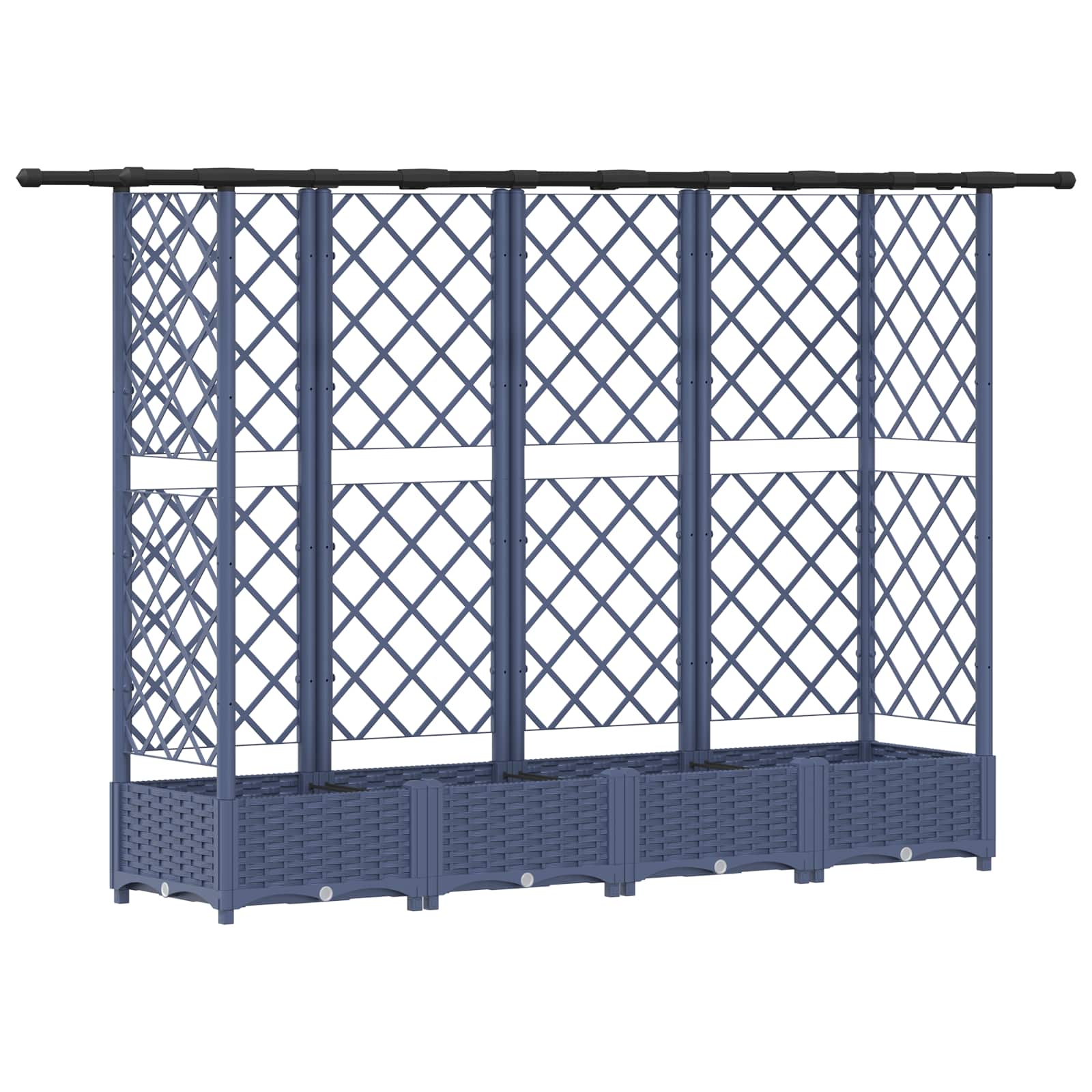 Letto Rialzato con Griglia e Tetto Grigio 202,5 x 40 x 121 cm