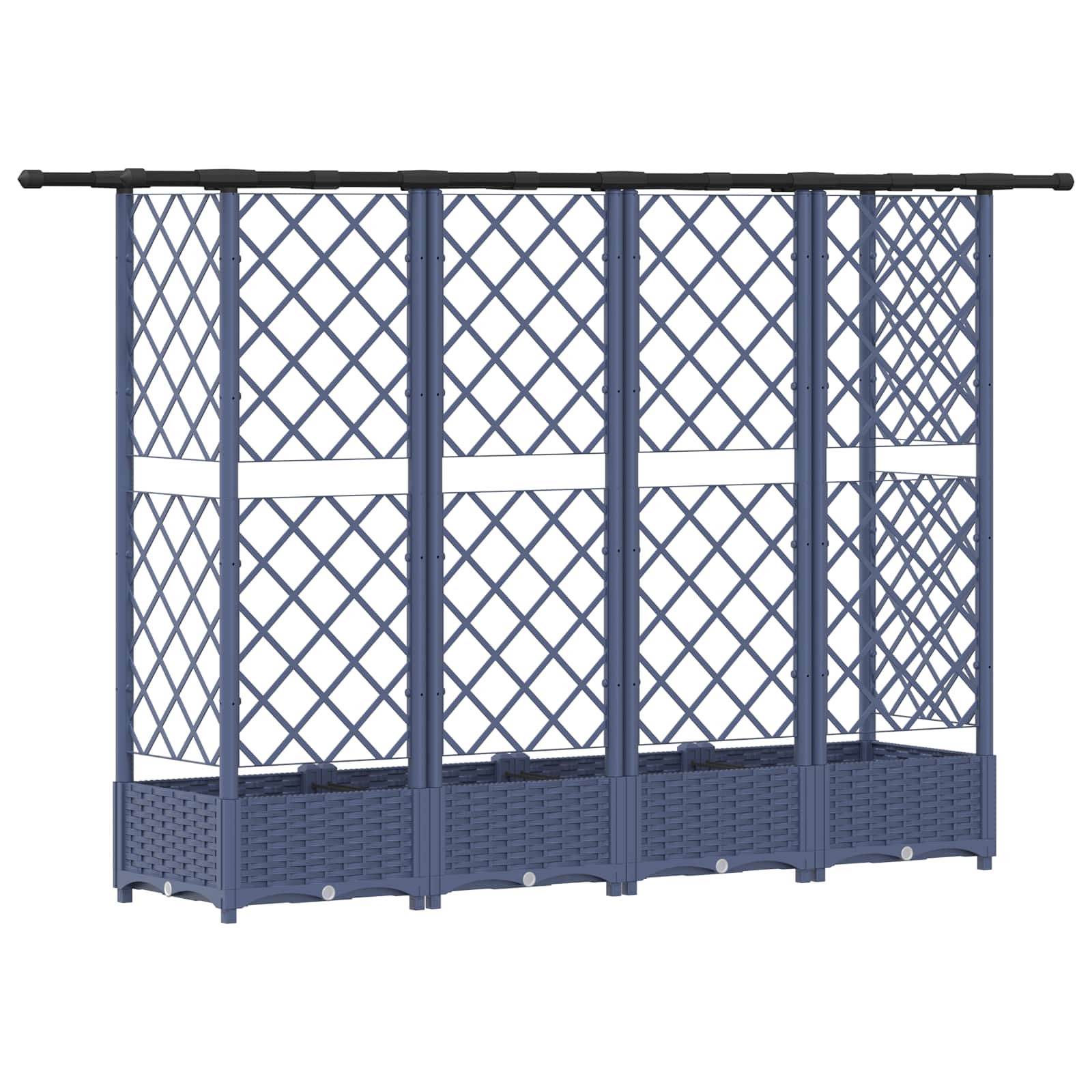 Letto Rialzato con Griglia e Tetto Grigio 202,5 x 40 x 121 cm