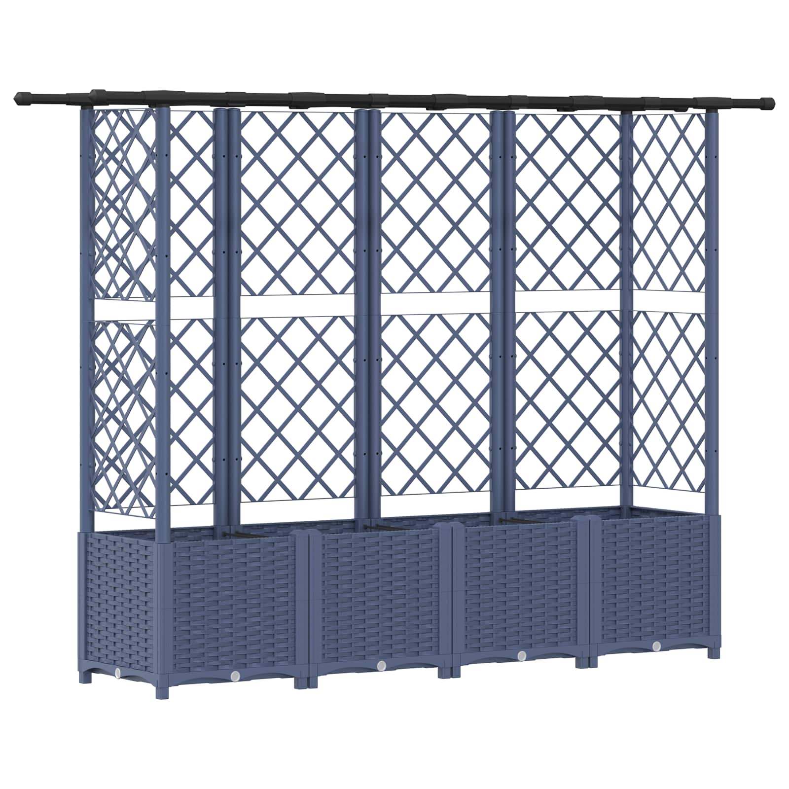 Letto Rialzato con Griglia e Tetto Grigio 202 x 40 x 136 cm PP
