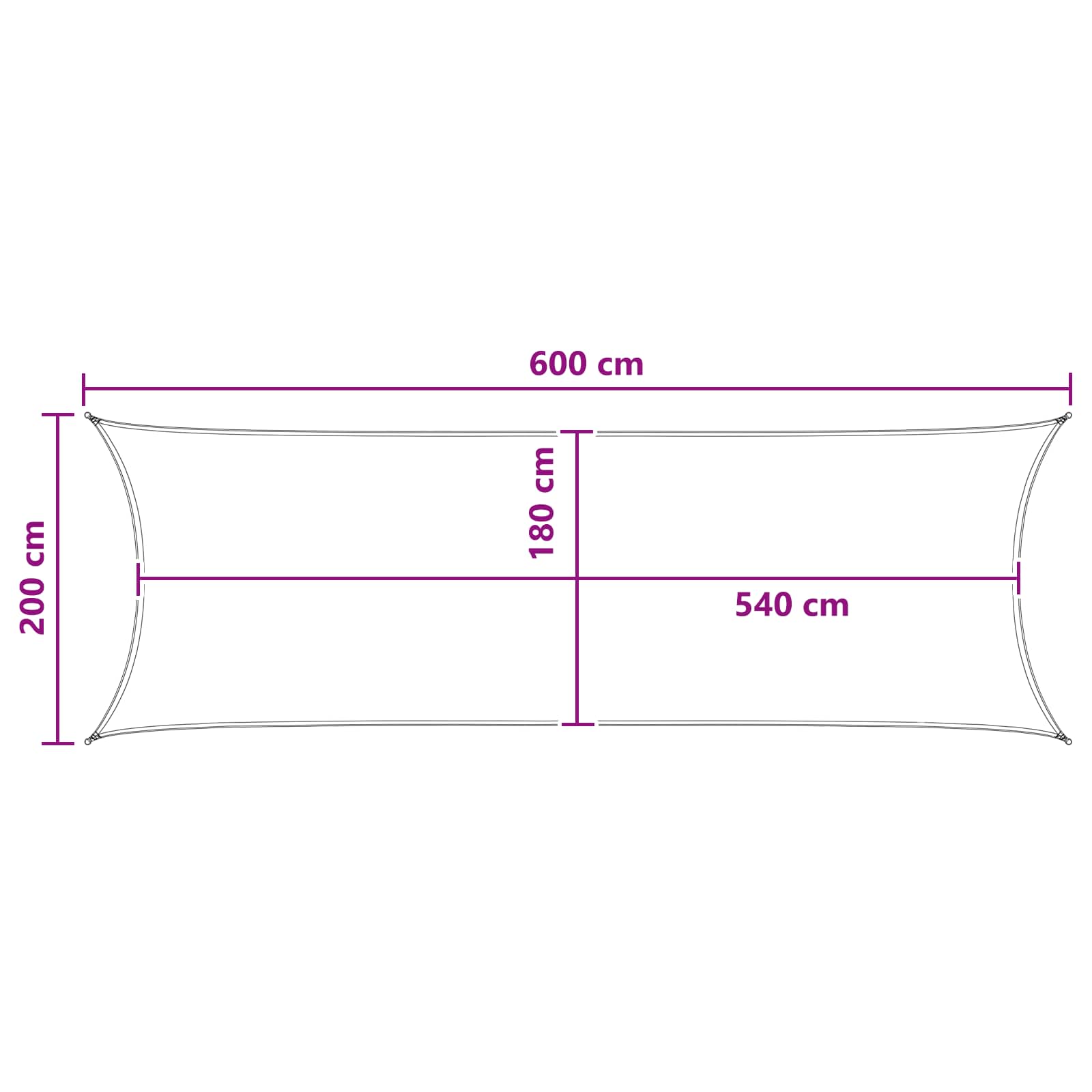 Telo Ombra 2 x 6 m HDPE Rettangolare Rosso