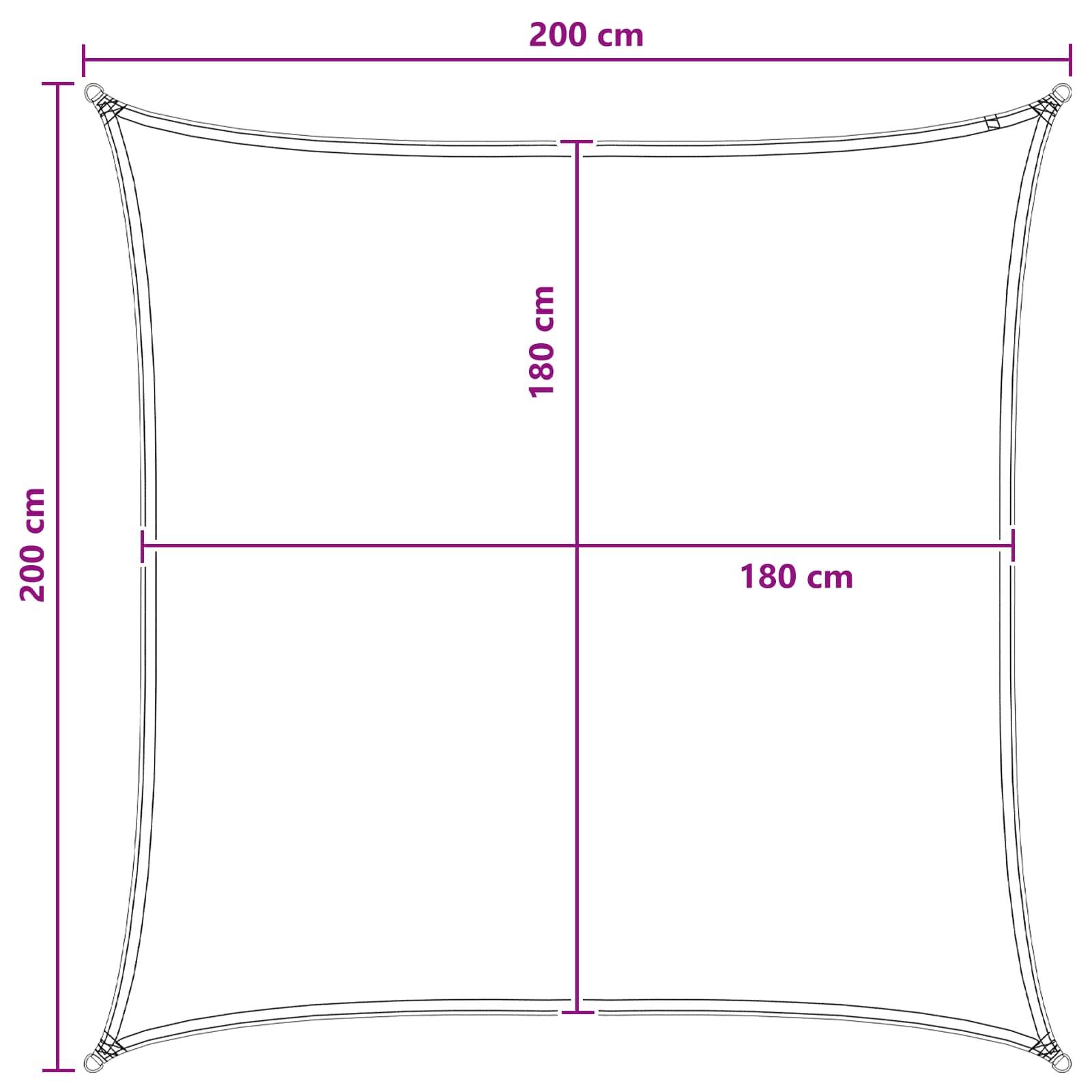 Telo Ombra Antracite e Bianco 2 x 2 m HDPE