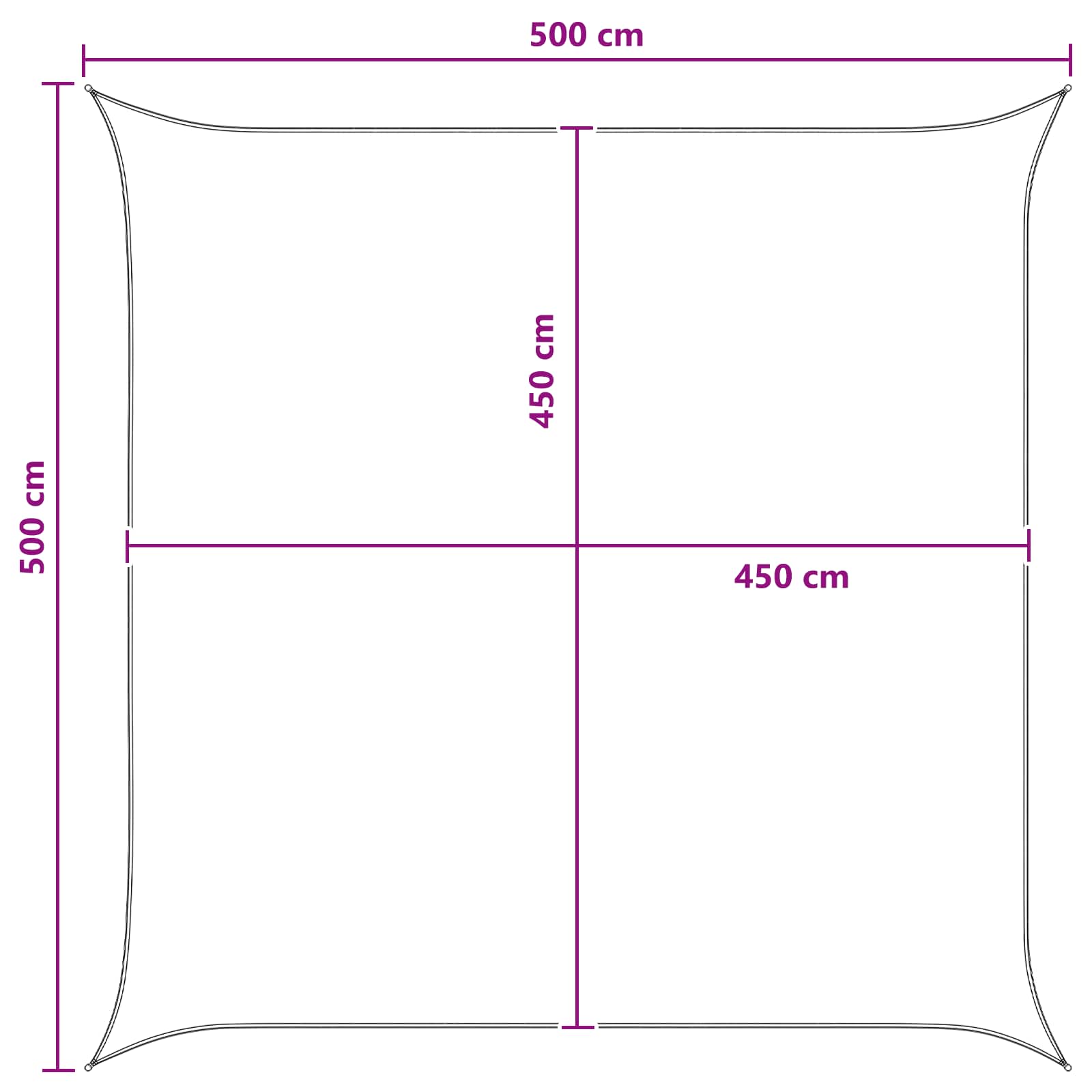 Telo Ombra Antracite e Bianco 5 x 5 m HDPE