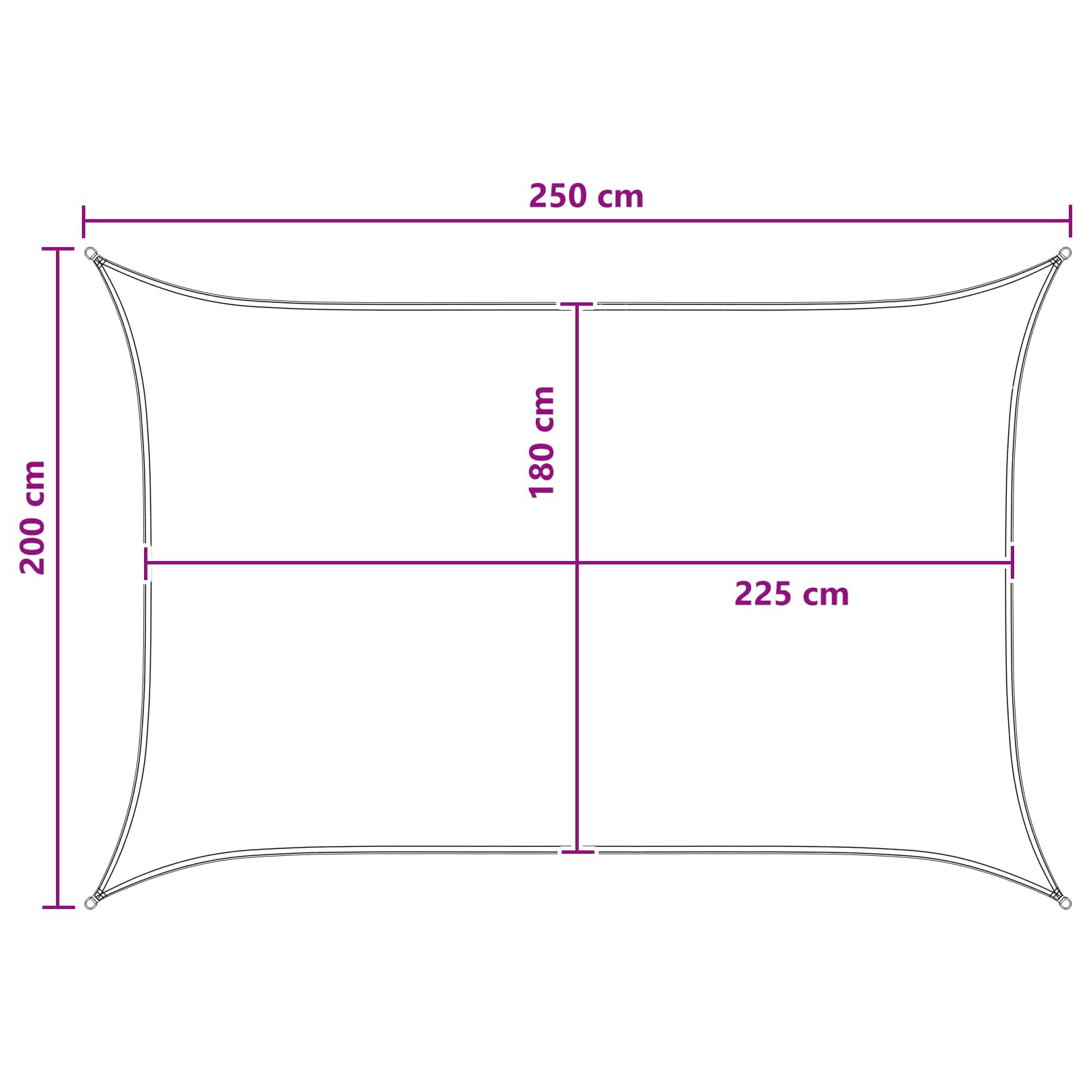 Telo Ombra 2 x 2,5 m HDPE Rettangolare Antracite e Bianco