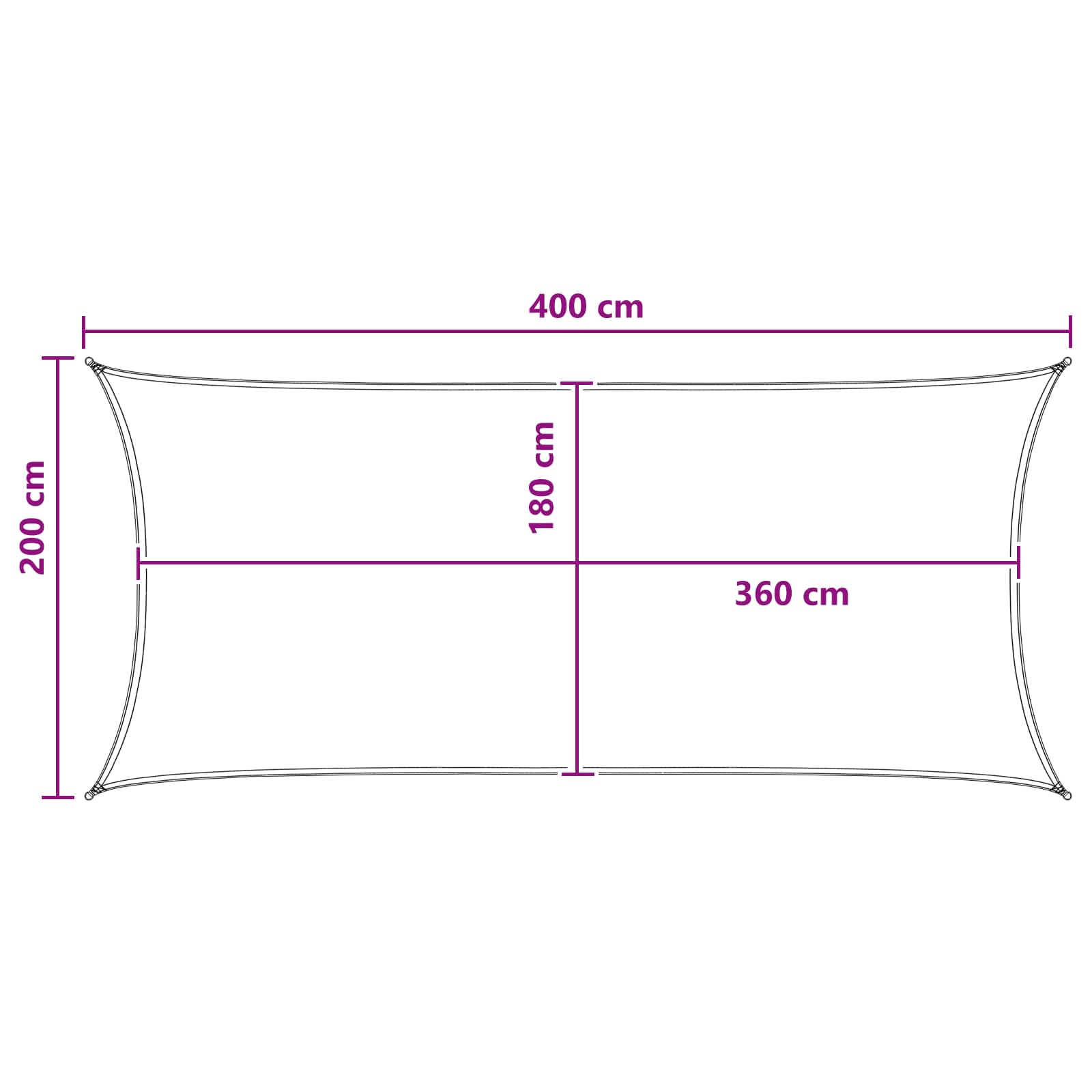 Telo Ombra 2 x 4 m HDPE Rettangolare Antracite e Bianco