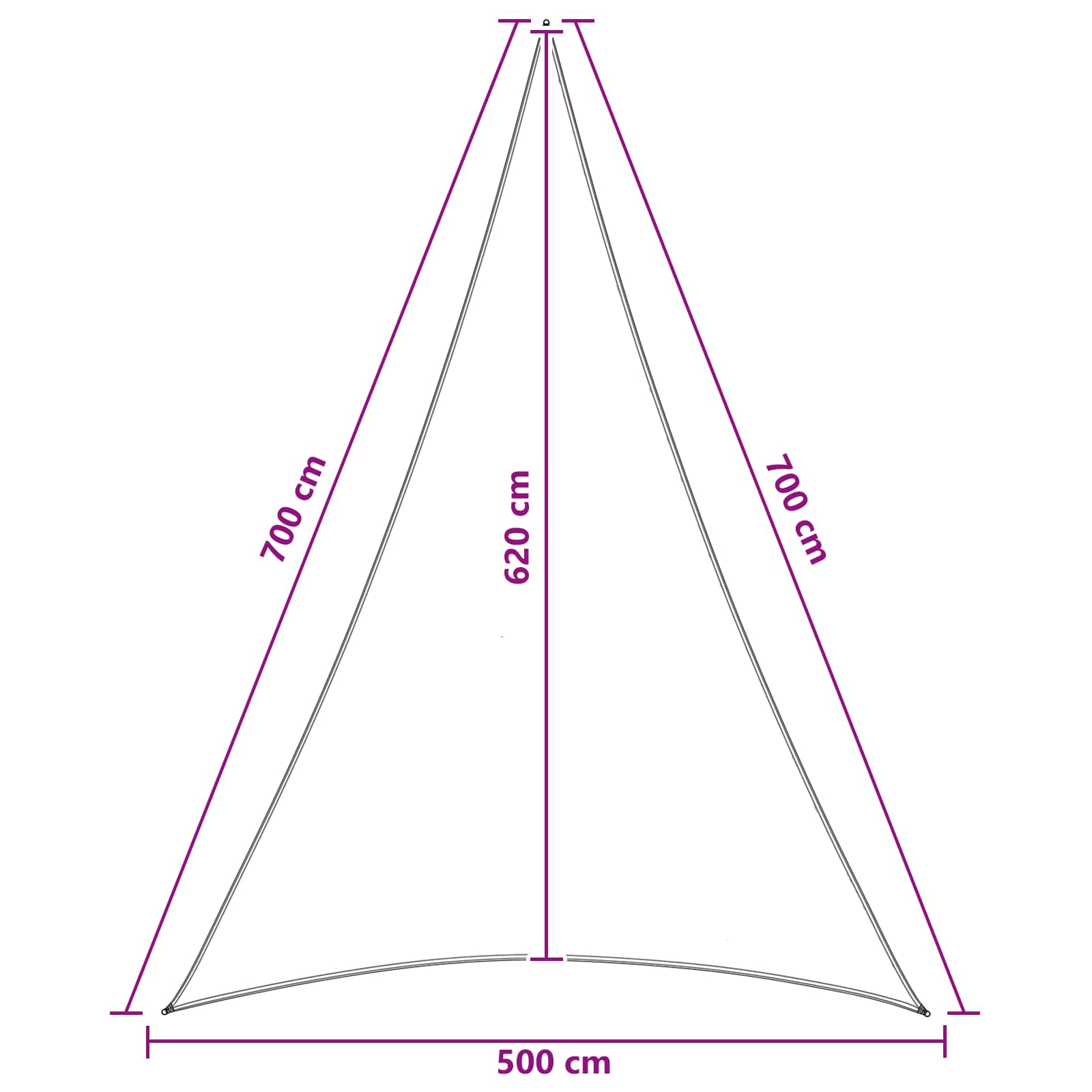 Telo Ombra 5 x 7 x 7 m HDPE Triangolare Antracite e Bianco