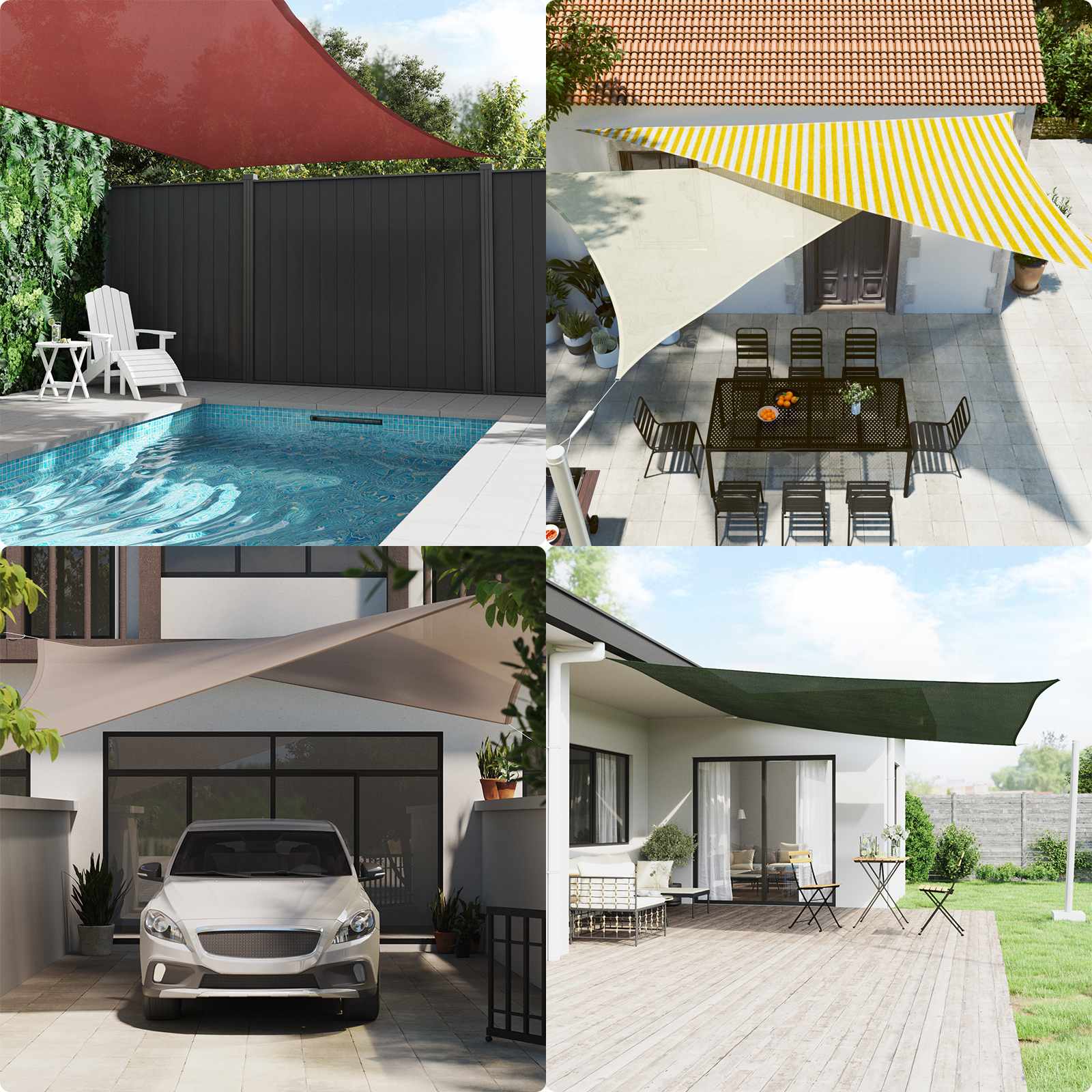 Telo Ombra 2 x 3 m HDPE Rettangolare Giallo e Bianco