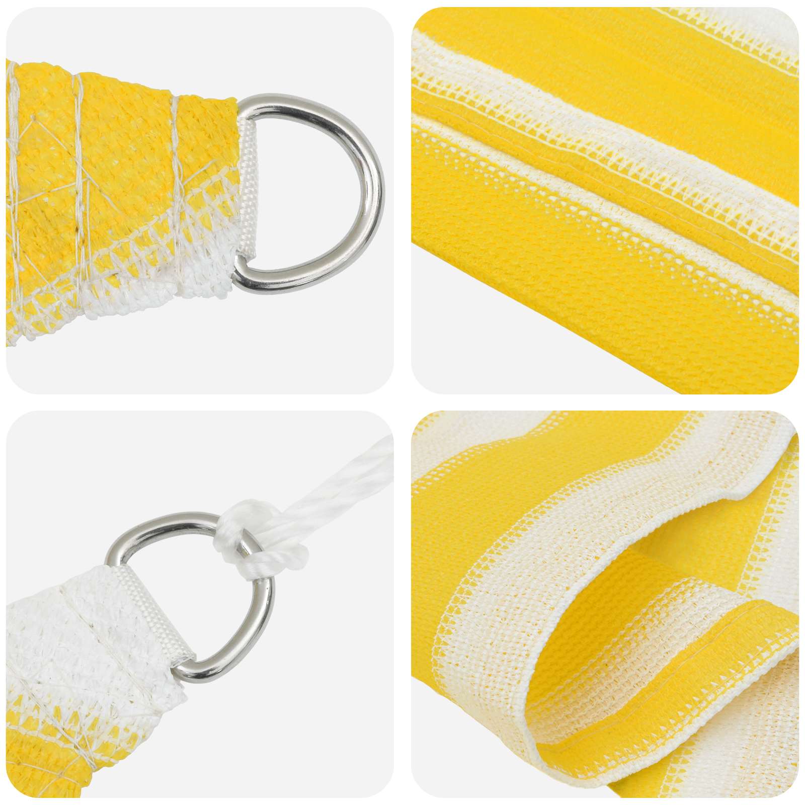 Telo Ombra 3,5 x 3,5 x 4,9 m HDPE Triangolare Giallo e Bianco