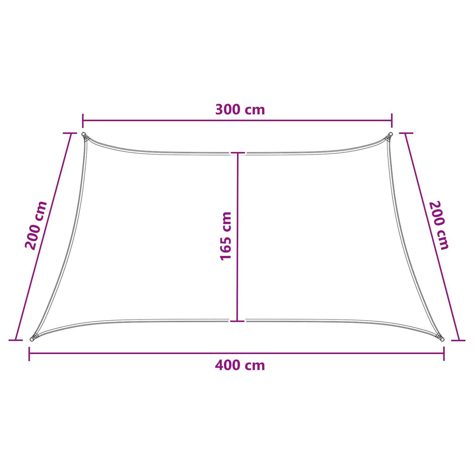 Telo Ombra 3 / 4 x 2 m HDPE Rettangolare Blu e Bianco