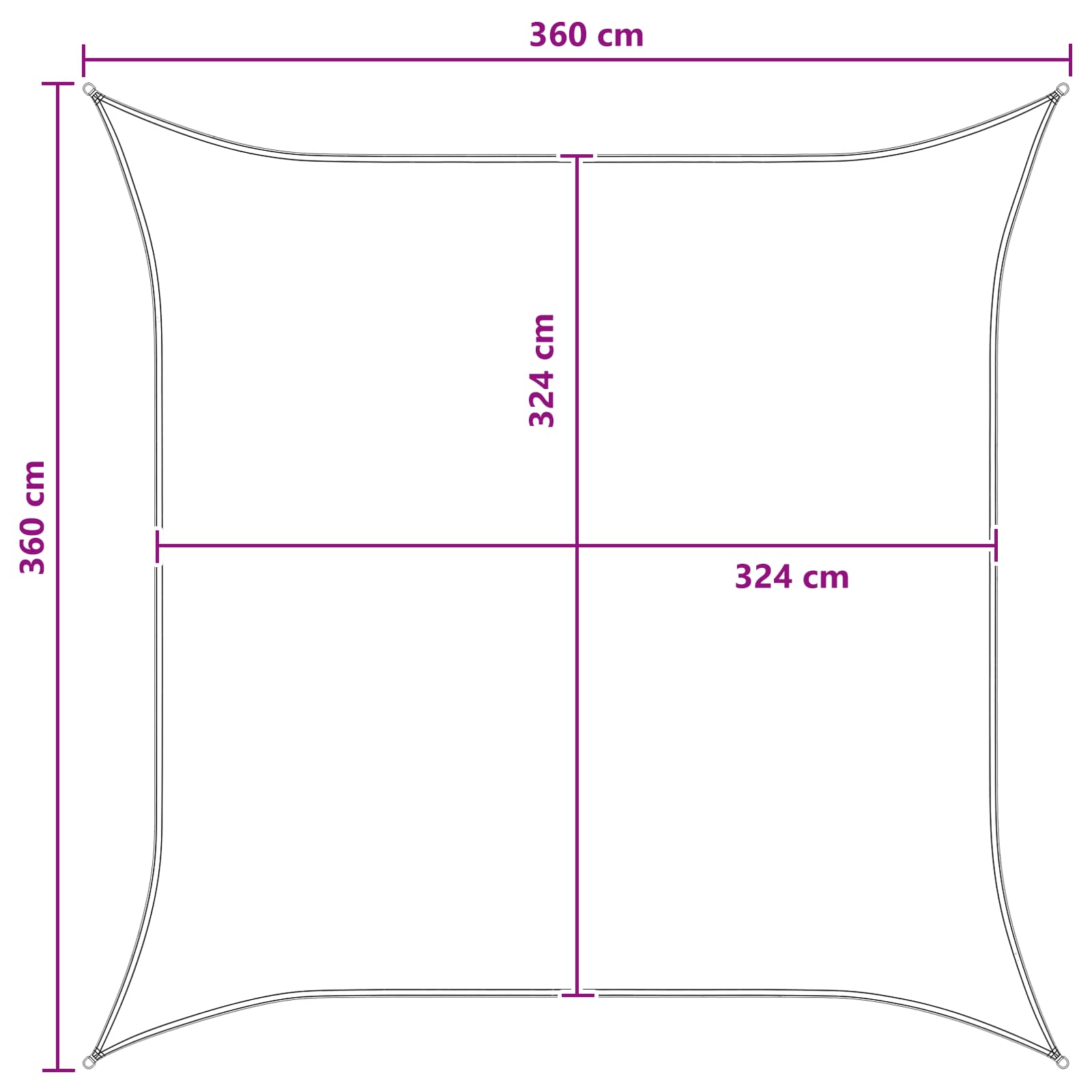 Telo Ombra Grigio chiaro e bianco 3,6 x 3,6 m HDPE
