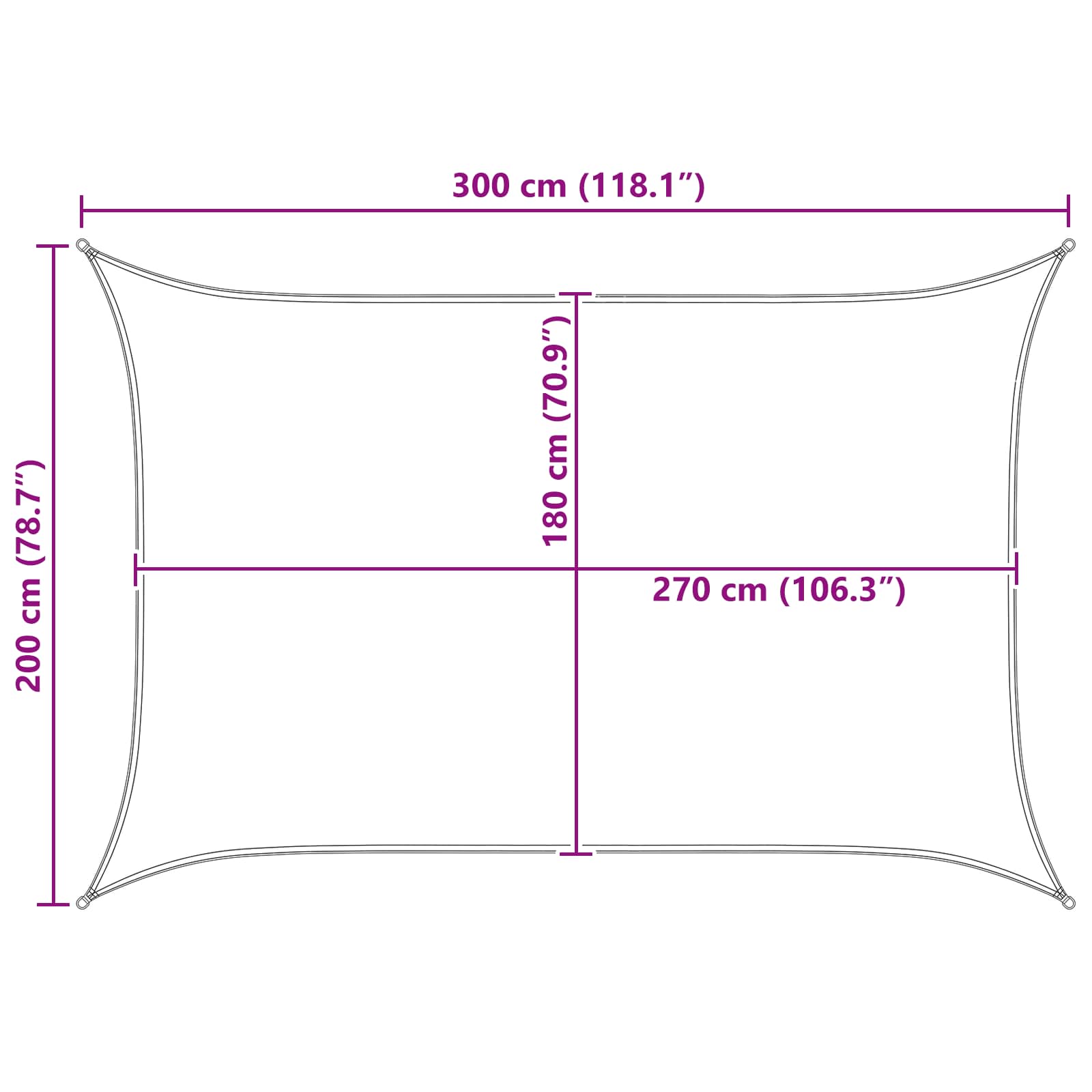 Telo Ombra 2 x 3 m HDPE Rettangolare Grigio chiaro e bianco