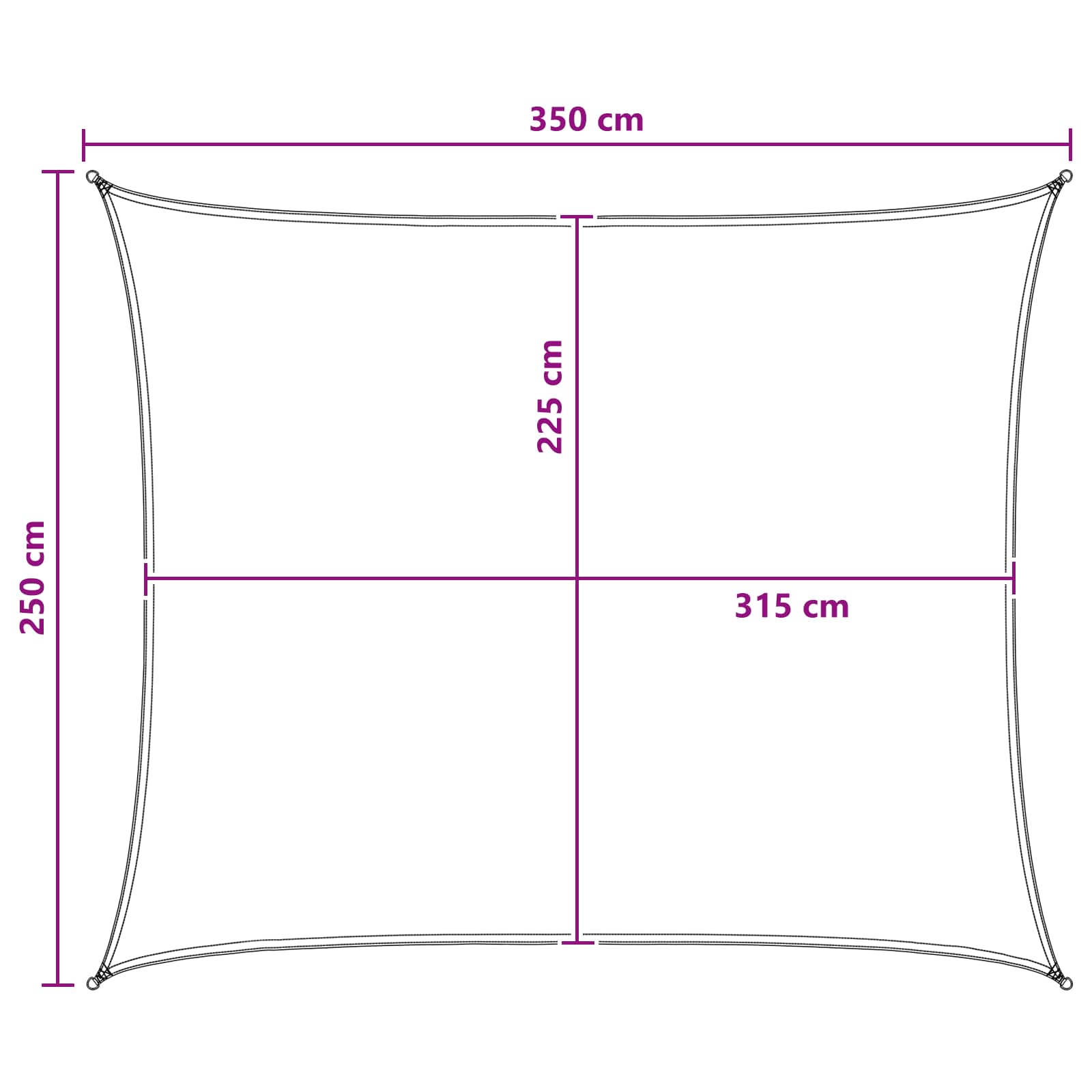Telo Ombra 2,5 x 3,5 m HDPE Rettangolare Grigio chiaro e bianco