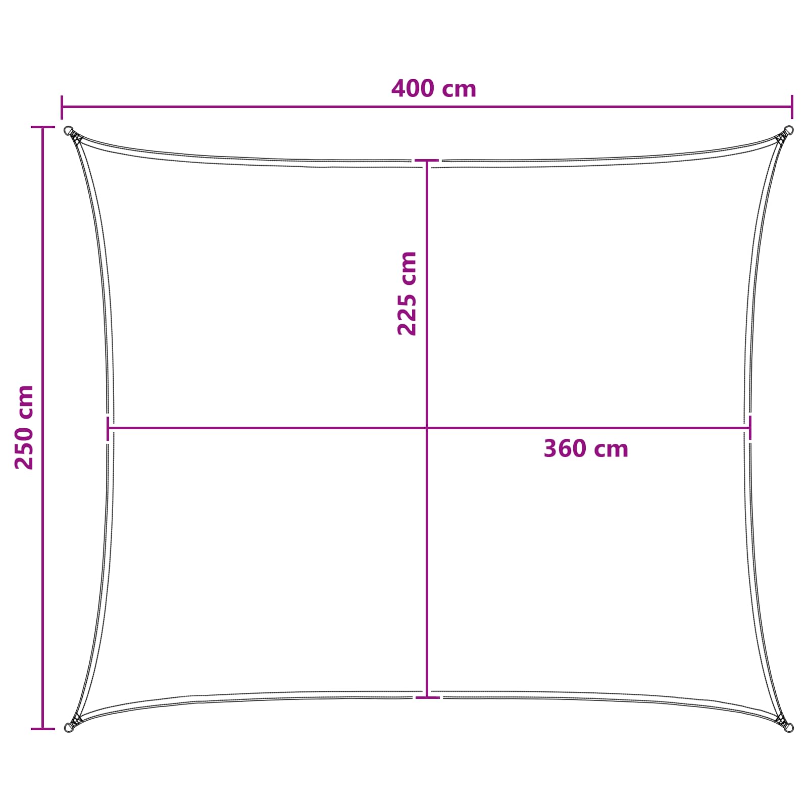 Telo Ombra 2,5 x 4 m HDPE Rettangolare Grigio chiaro e bianco
