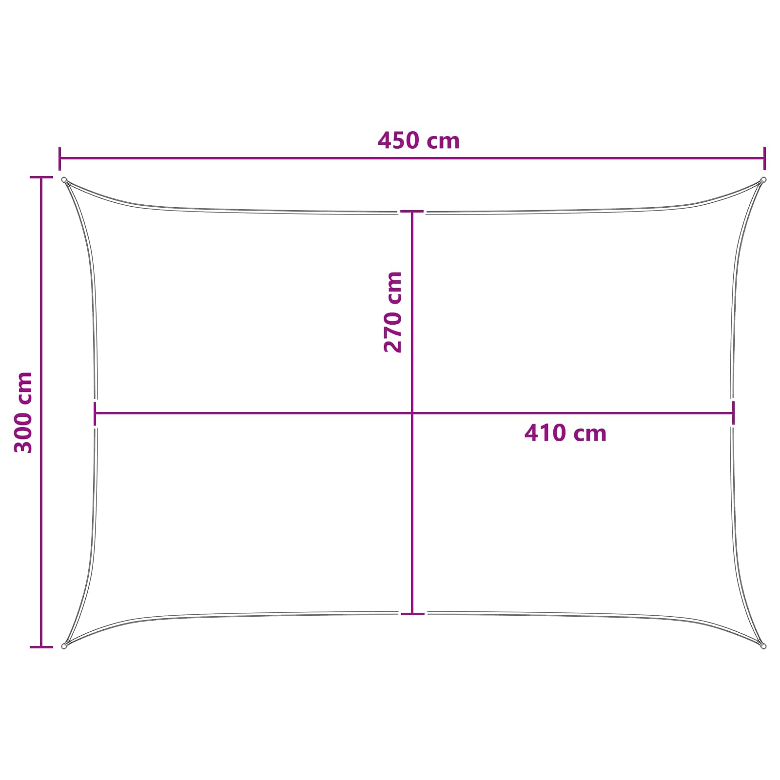 Telo Ombra 3 x 4,5 m HDPE Rettangolare Grigio chiaro e bianco