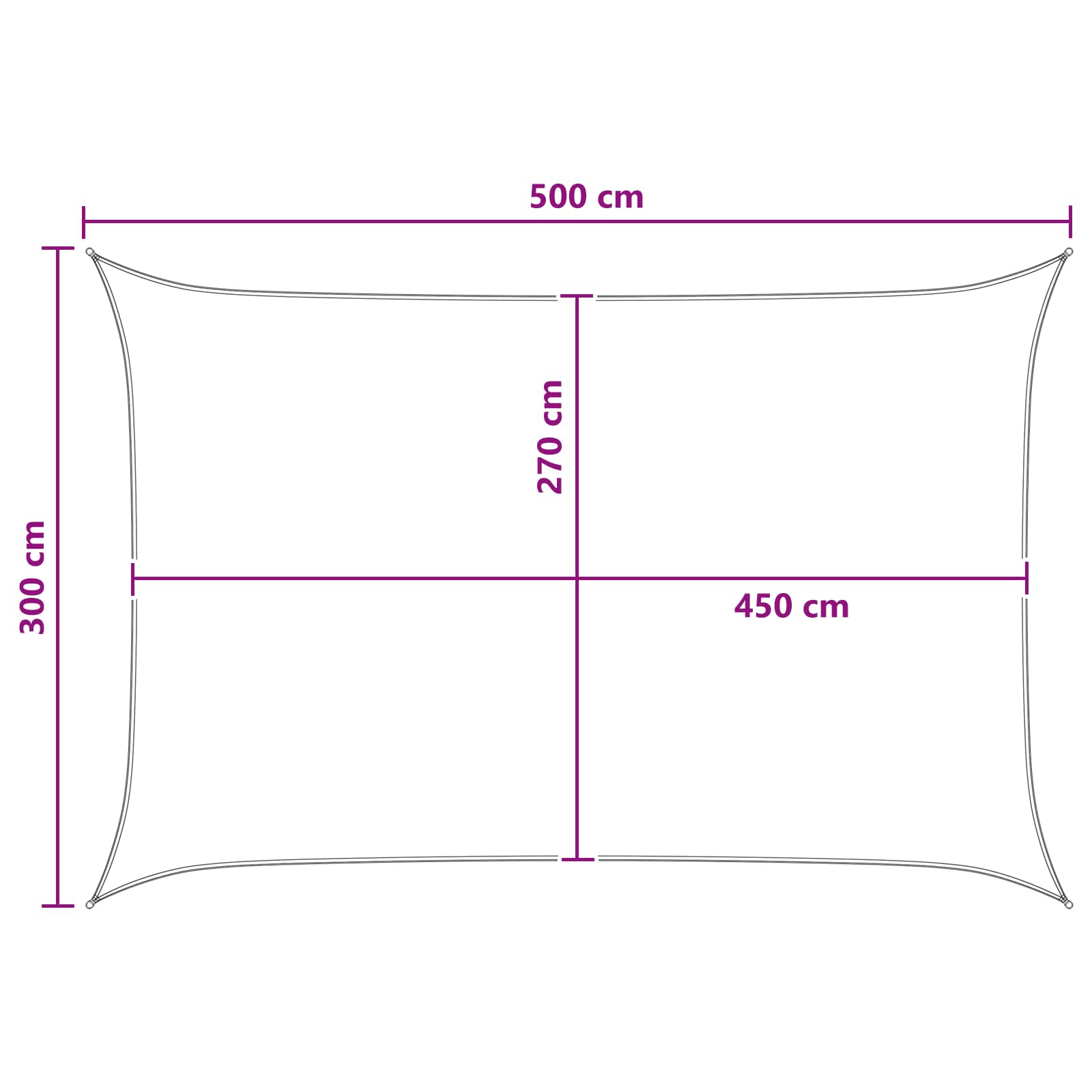 Telo Ombra 3 x 5 m HDPE Rettangolare Grigio chiaro e bianco