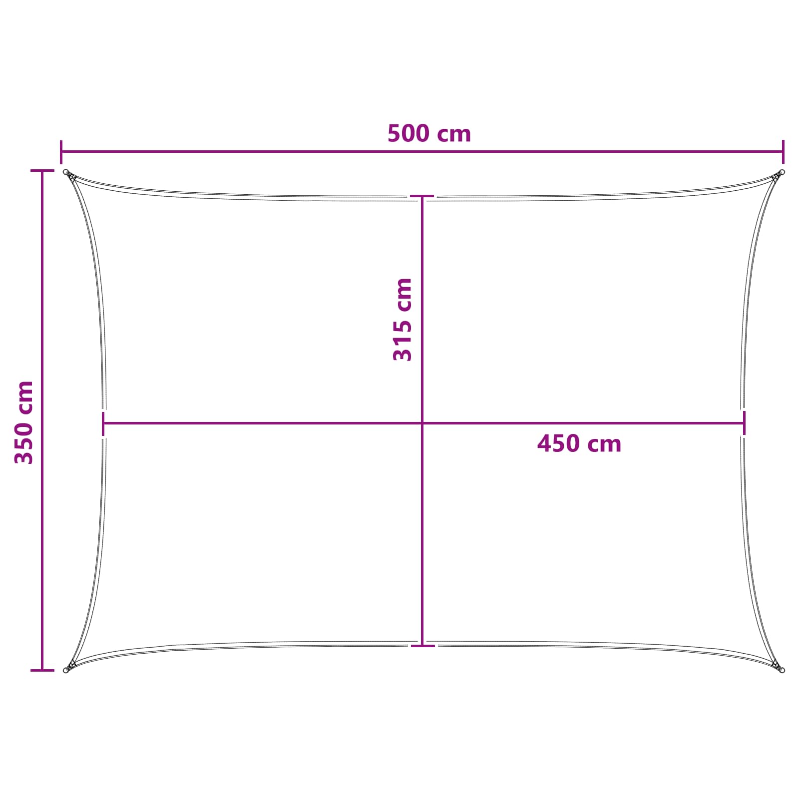 Telo Ombra 3,5 x 5 m HDPE Rettangolare Grigio chiaro e bianco