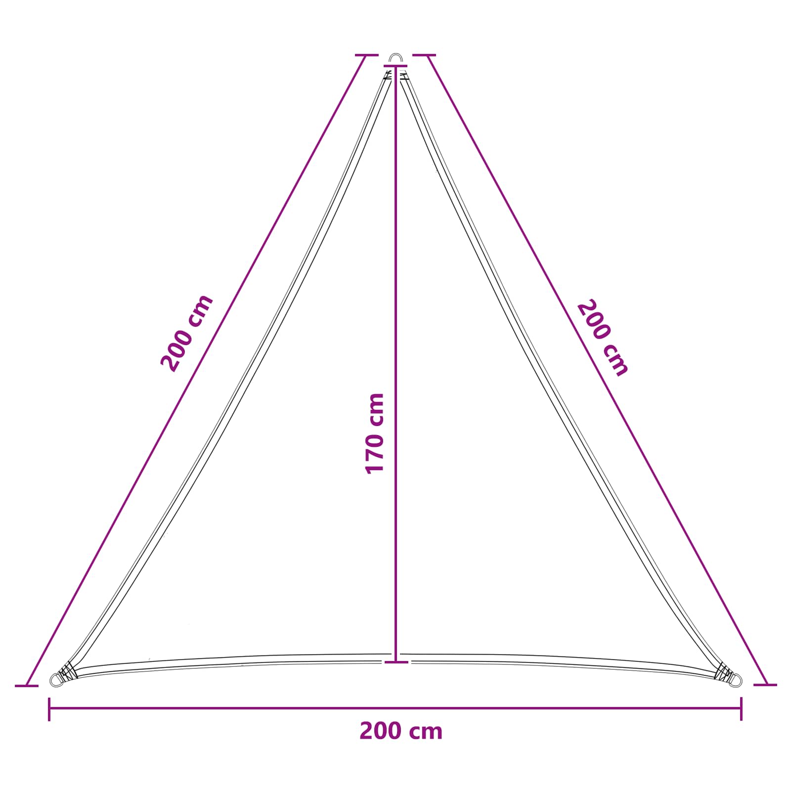 Telo Ombra 2 x 2 x 2 m HDPE Triangolare Grigio chiaro e bianco