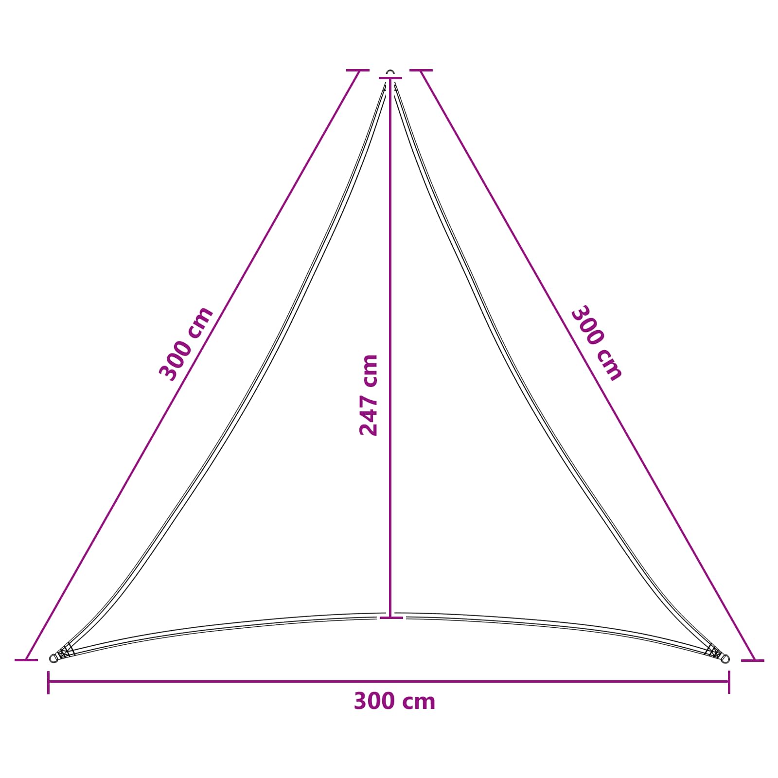 Telo Ombra 3 x 3 x 3 m HDPE Triangolare Grigio chiaro e bianco