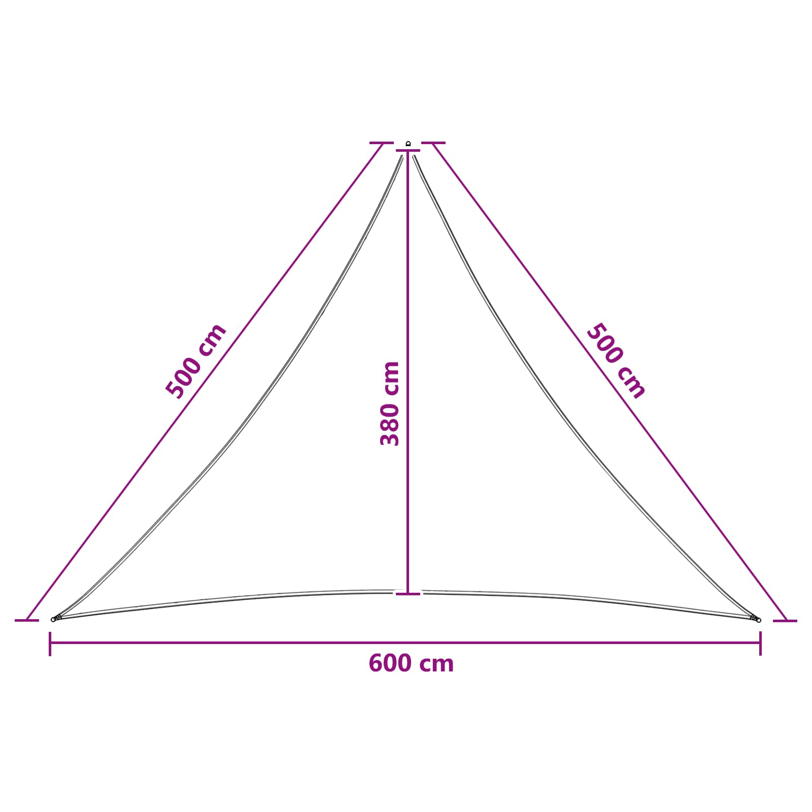 Telo Ombra 5 x 5 x 6 m HDPE Triangolare Grigio chiaro e bianco