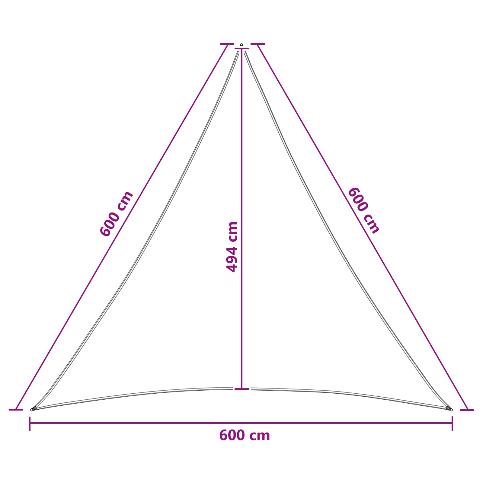 Telo Ombra 6 x 6 x 6 m HDPE Triangolare Grigio chiaro e bianco