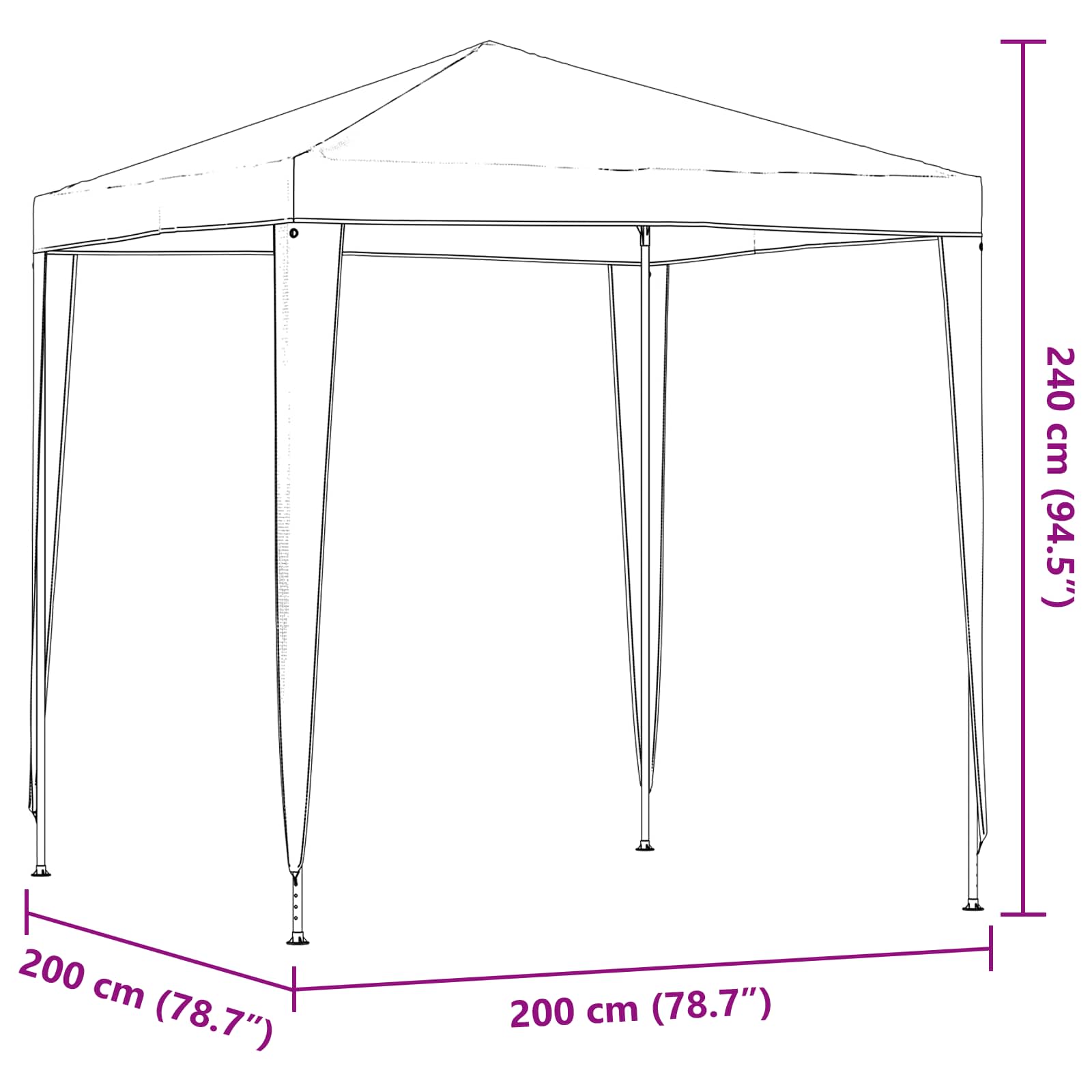 Tenda Party 200 x 200 x 240 cm Rosso PE e Acciaio