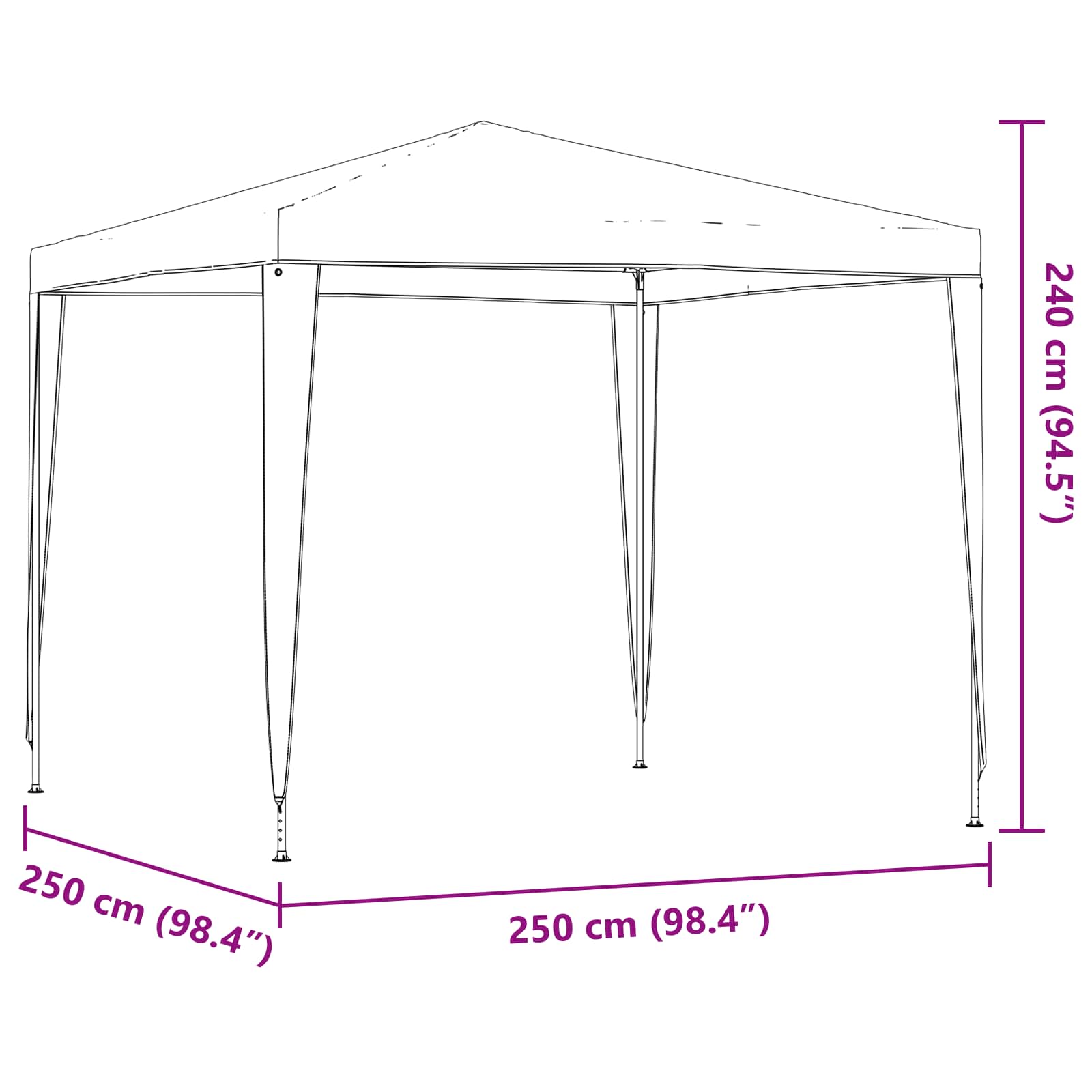 Tenda Party 250 x 250 x 240 cm Rosso PE e Acciaio