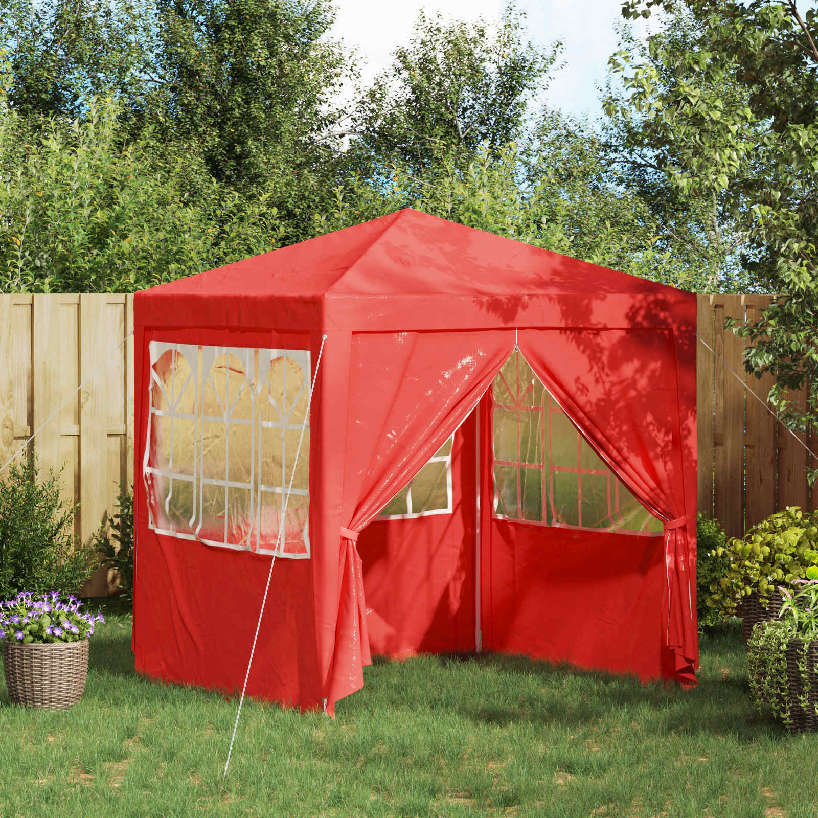 Tenda Party 200 x 200 x 240 cm Rosso PE e Acciaio