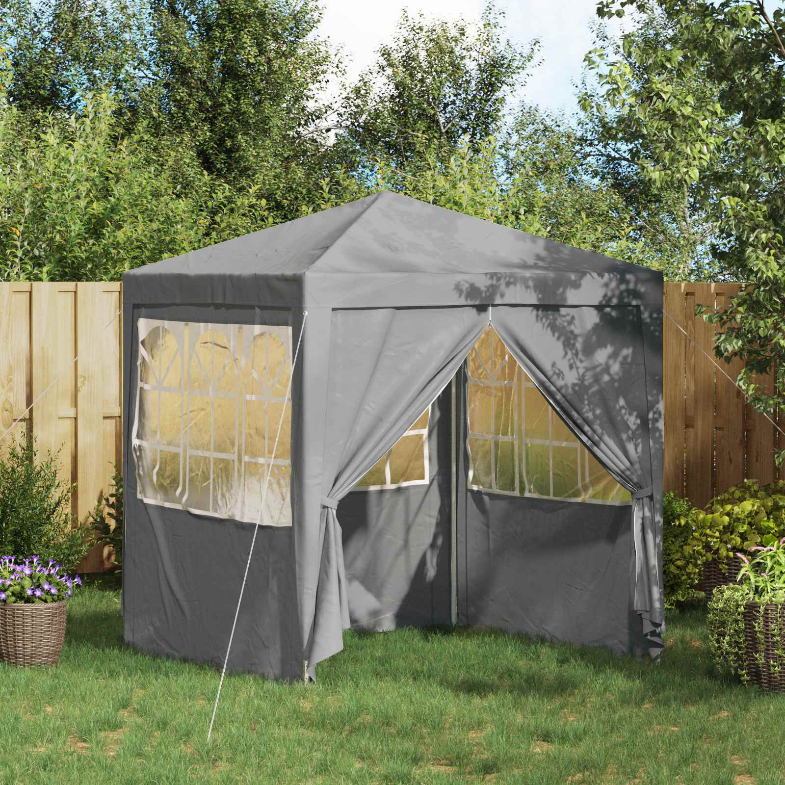 Tenda Party 200 x 200 x 240 cm Grigio Chiaro PE e Acciaio