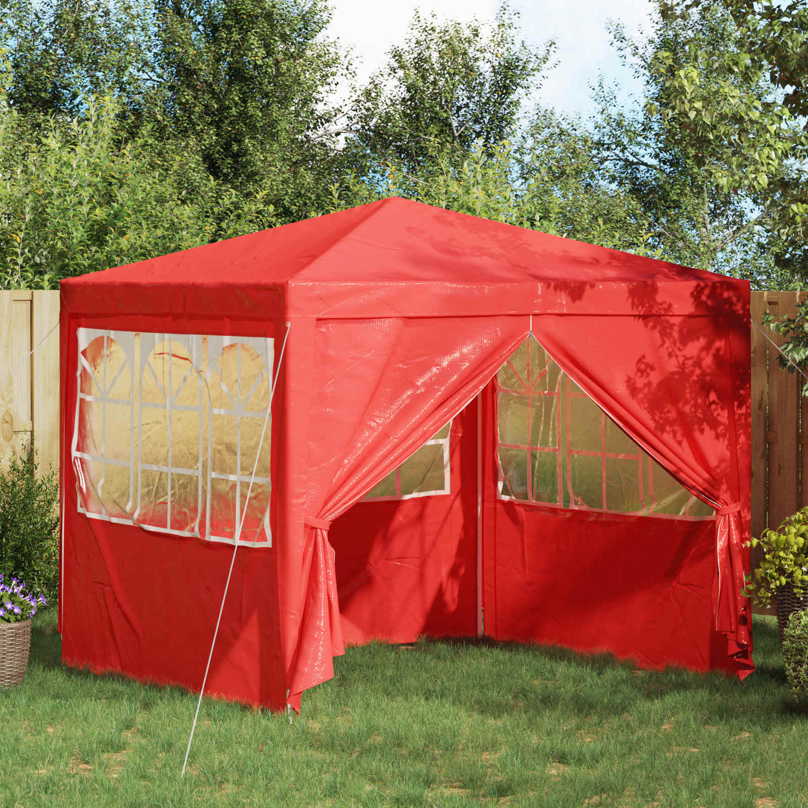 Tenda Party 250 x 250 x 240 cm Rosso PE e Acciaio