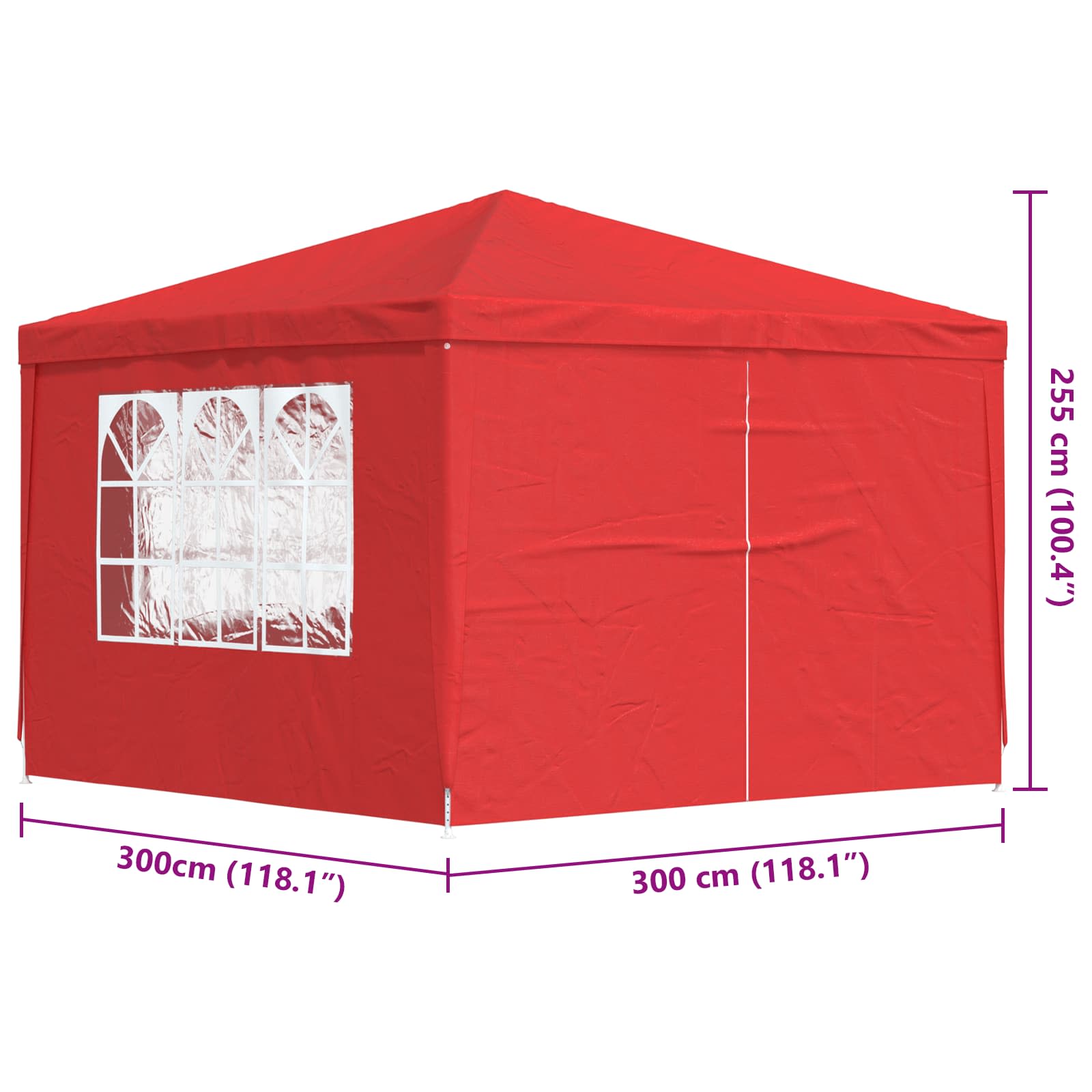 Tenda Party 300 x 300 x 255 cm Rosso PE e Acciaio