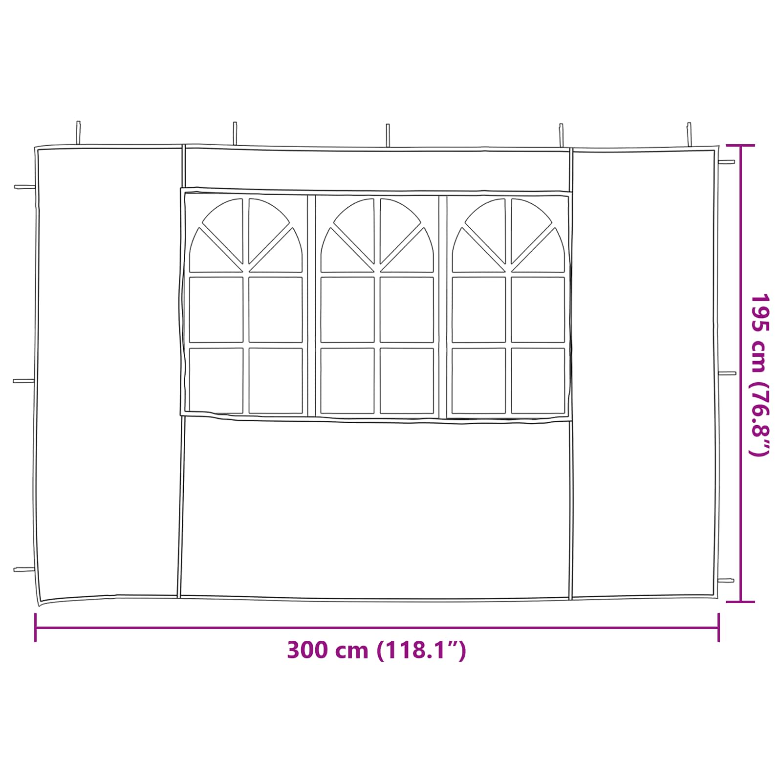 Parete per tenda da festa 2 pz 300 x 195 cm Rosso PE e Acciaio