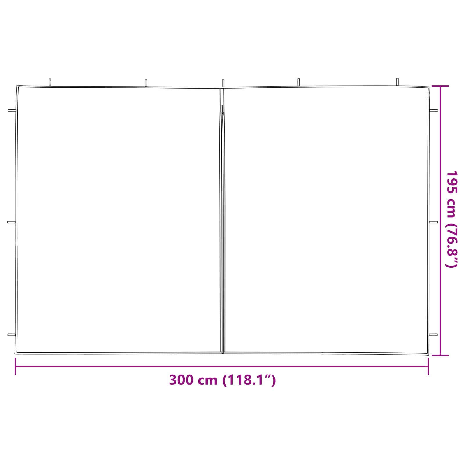 Parete per tenda da festa 2 pz 300 x 195 cm Rosso PE e Acciaio