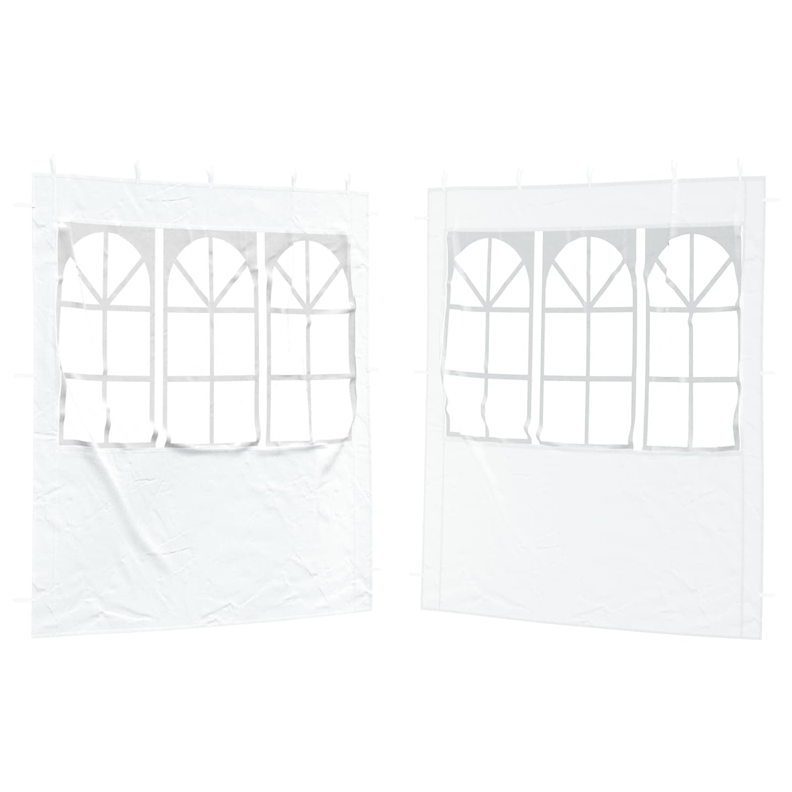 Parete per tenda da festa 2 pz 200 x 195 cm Bianco PE e Acciaio