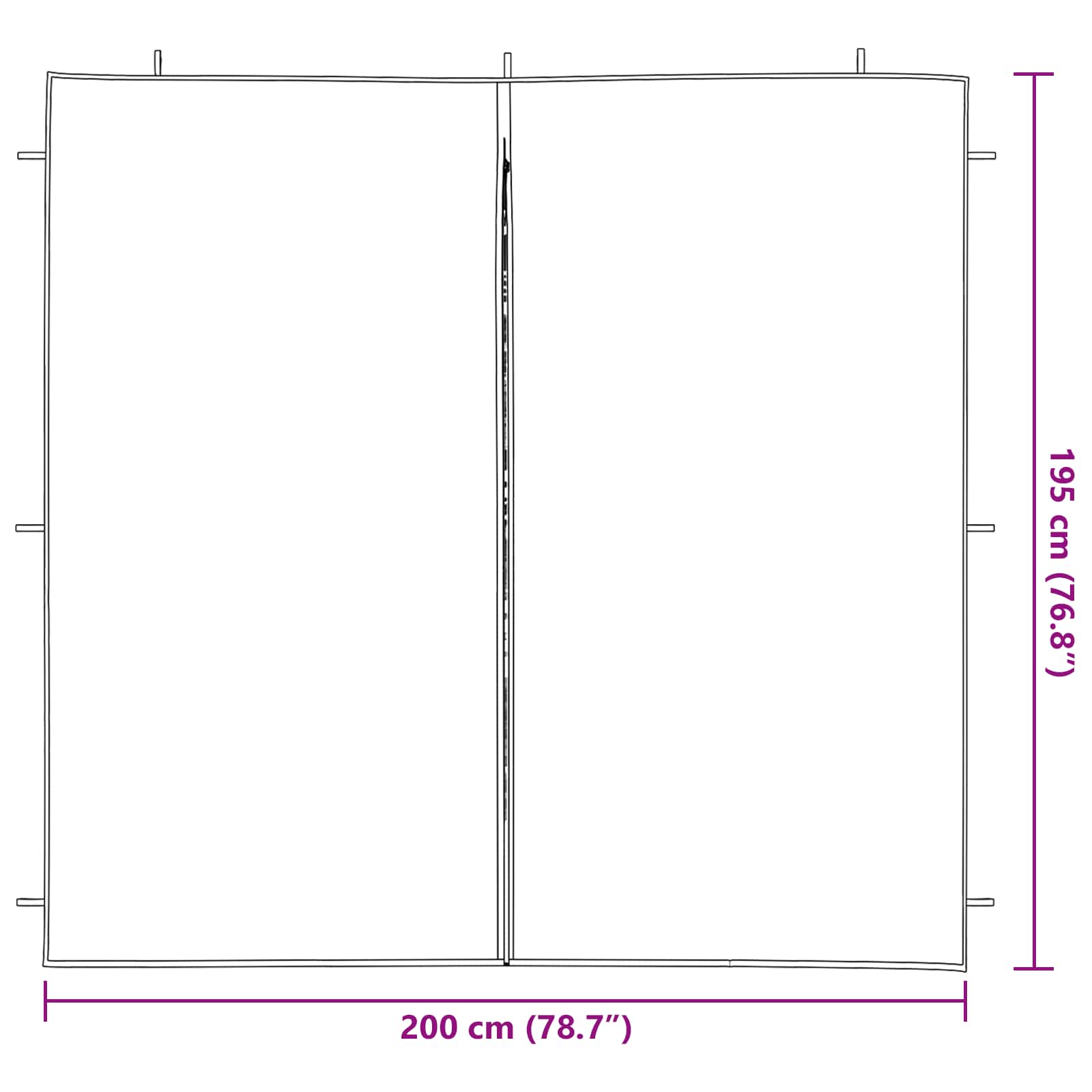 Parete per tenda da festa 2 pz 200 x 195 cm Antracite