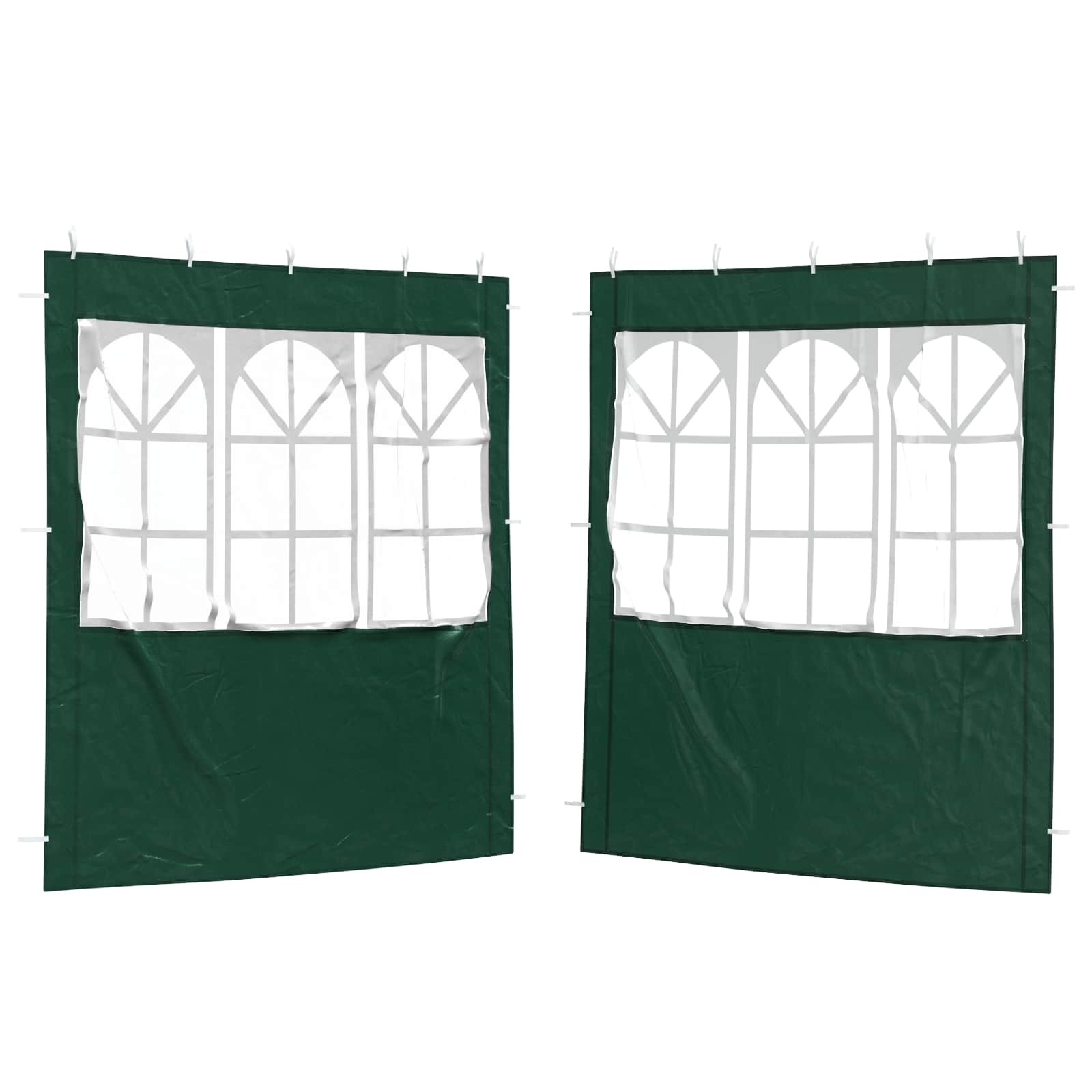 Parete per tenda da festa 2 pz 200 x 195 cm Verde PE e Acciaio