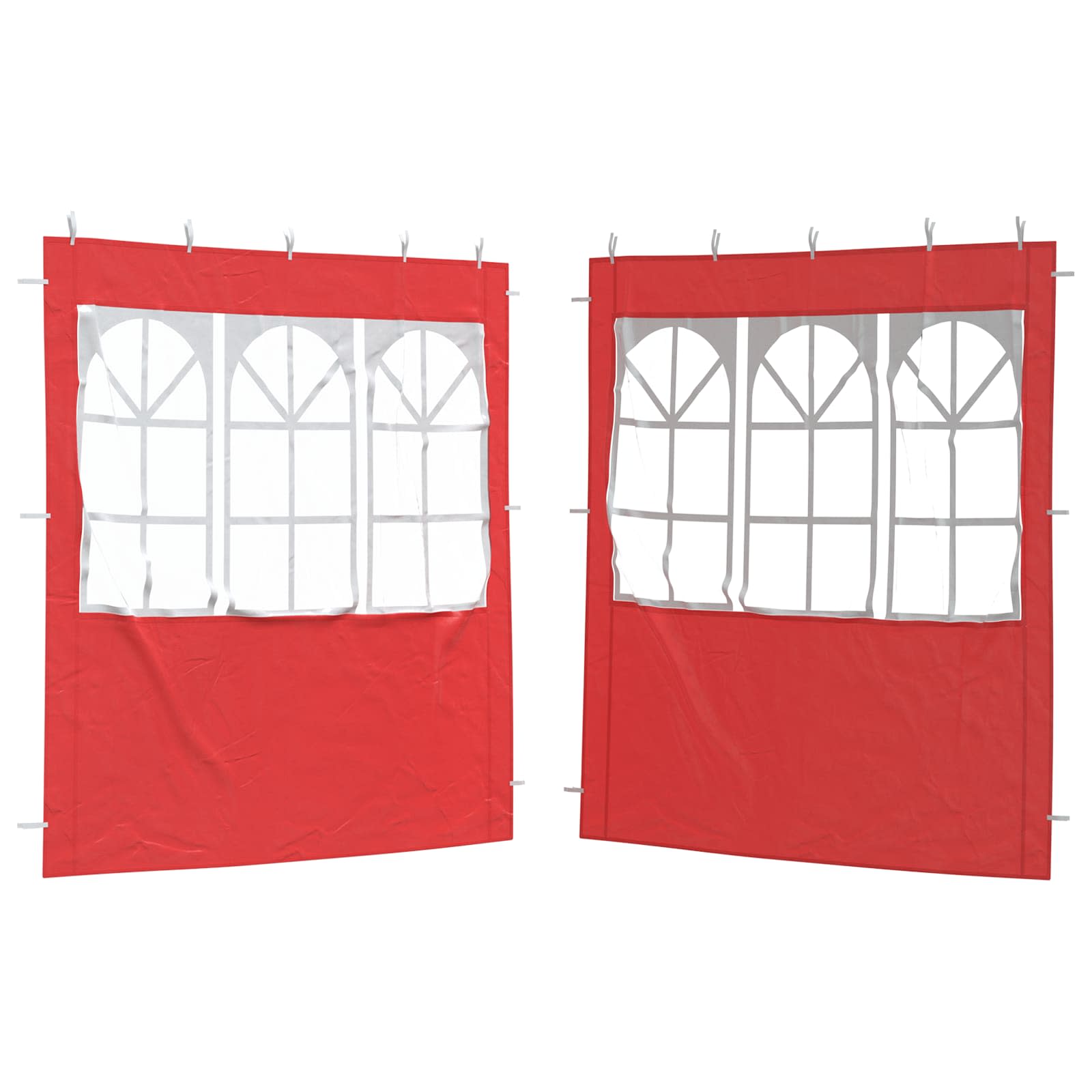 Parete per tenda da festa 2 pz 200 x 195 cm Rosso PE e Acciaio