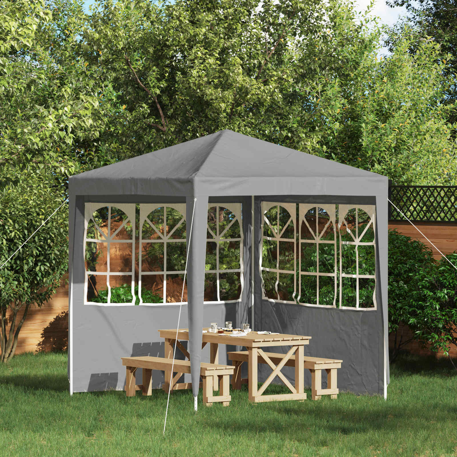 Parete per tenda da festa 2 pz 200 x 195 cm Grigio Chiaro