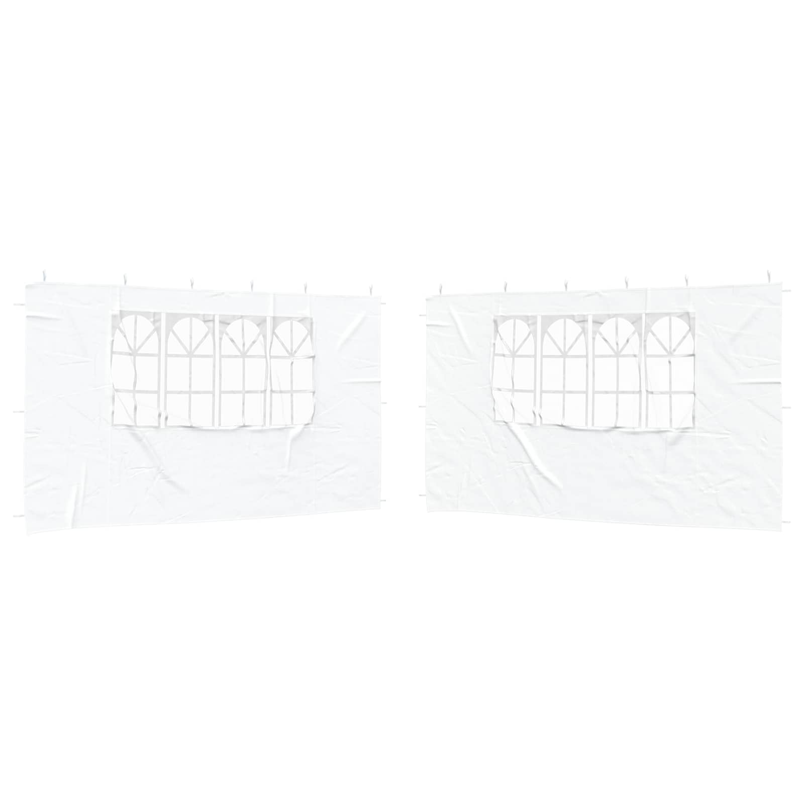 Parete per tenda da festa 2 pz 400 x 195 cm Bianco PE e Acciaio