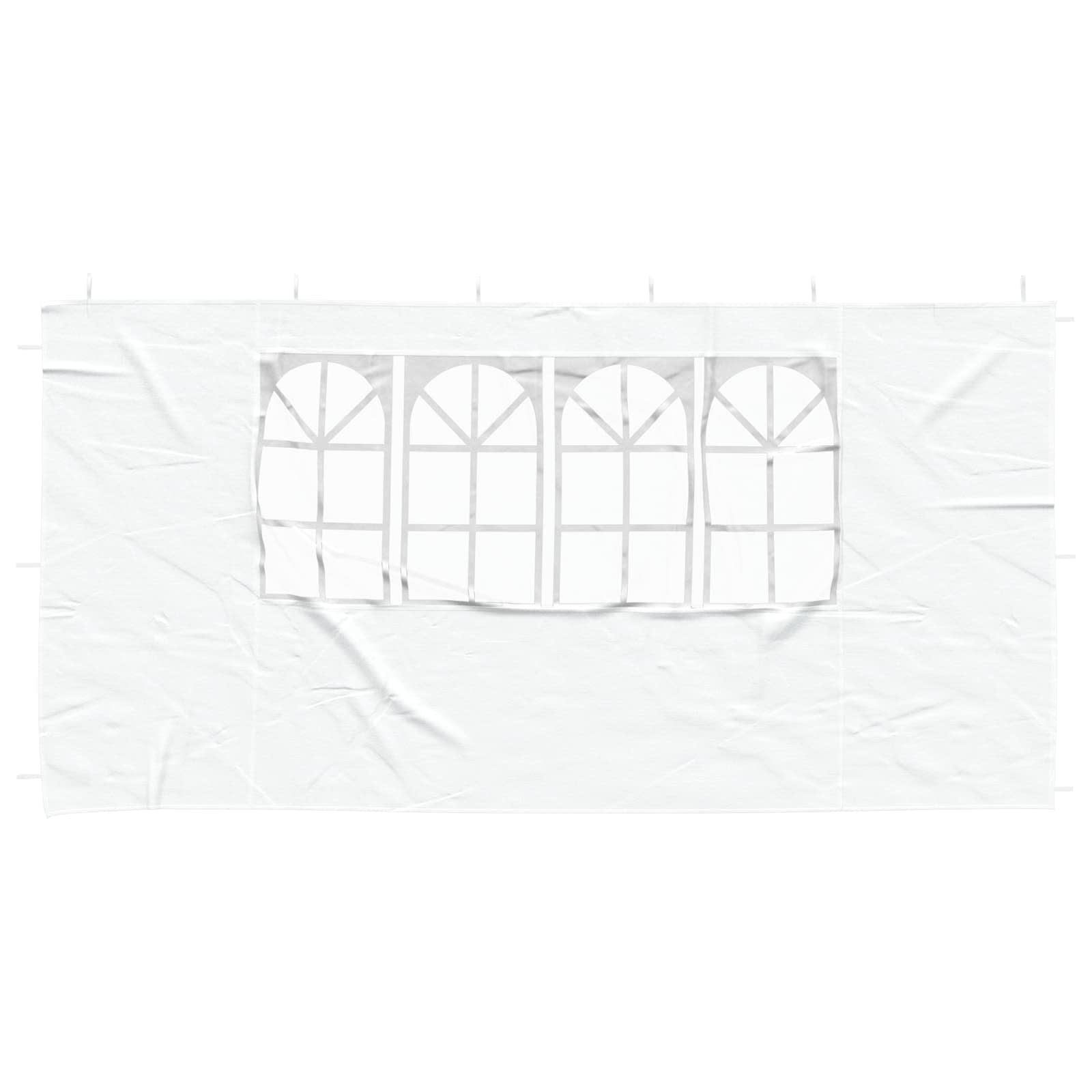 Parete per tenda da festa 2 pz 400 x 195 cm Bianco PE e Acciaio