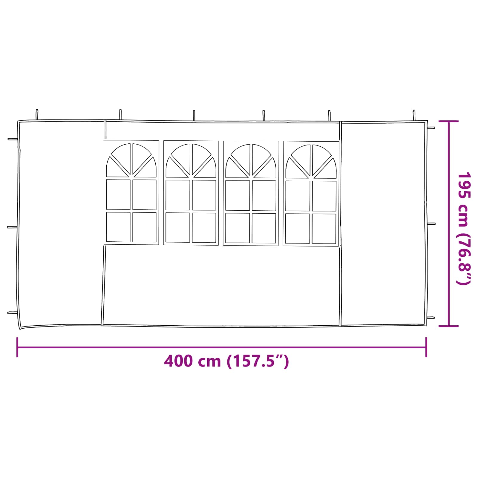 Parete per tenda da festa 2 pz 400 x 195 cm Antracite